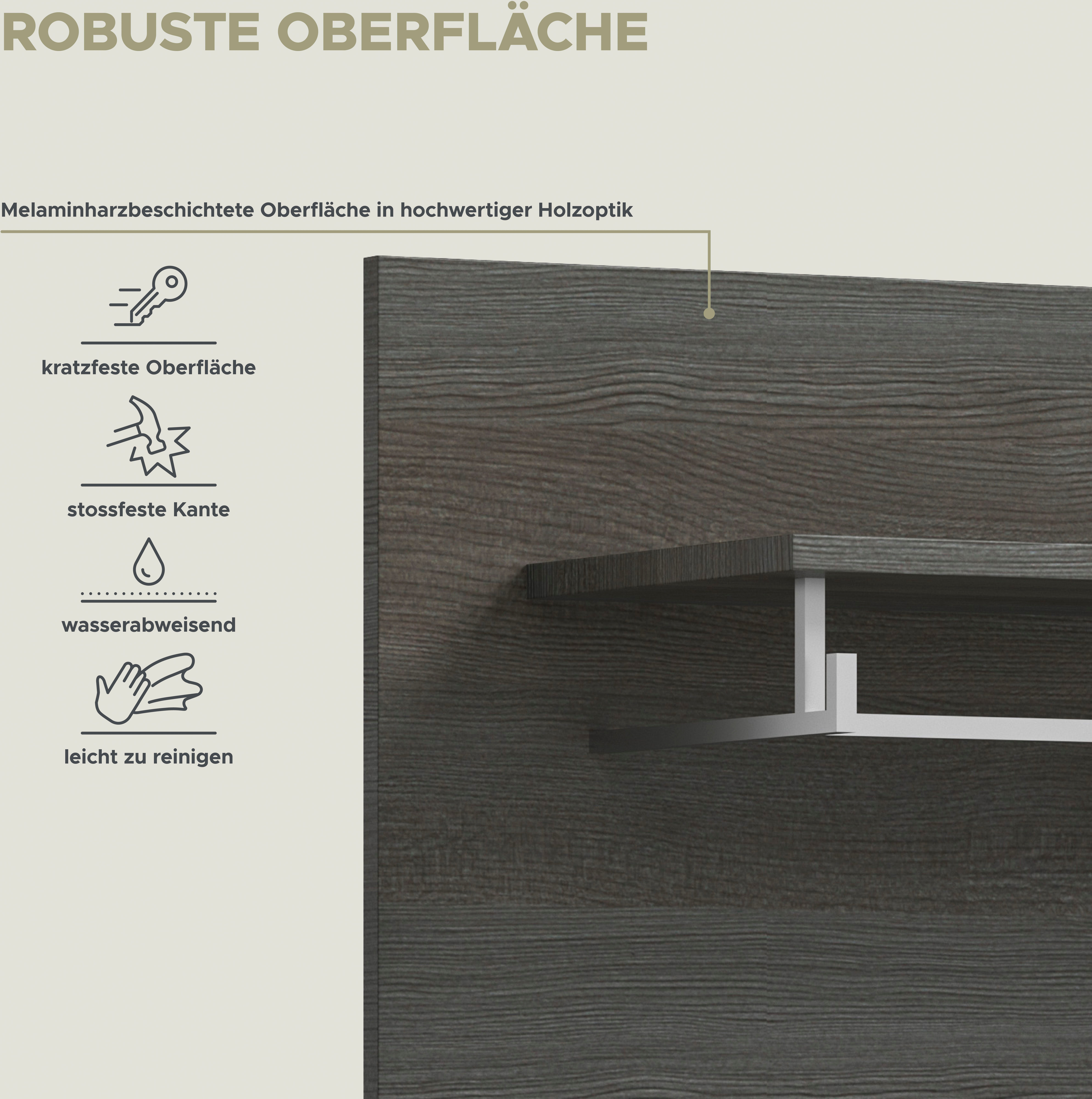 INOSIGN Kapstokpaneel Rumba, Breedte 80cm, 3 haken, 1 kledingstang, 1 legplank