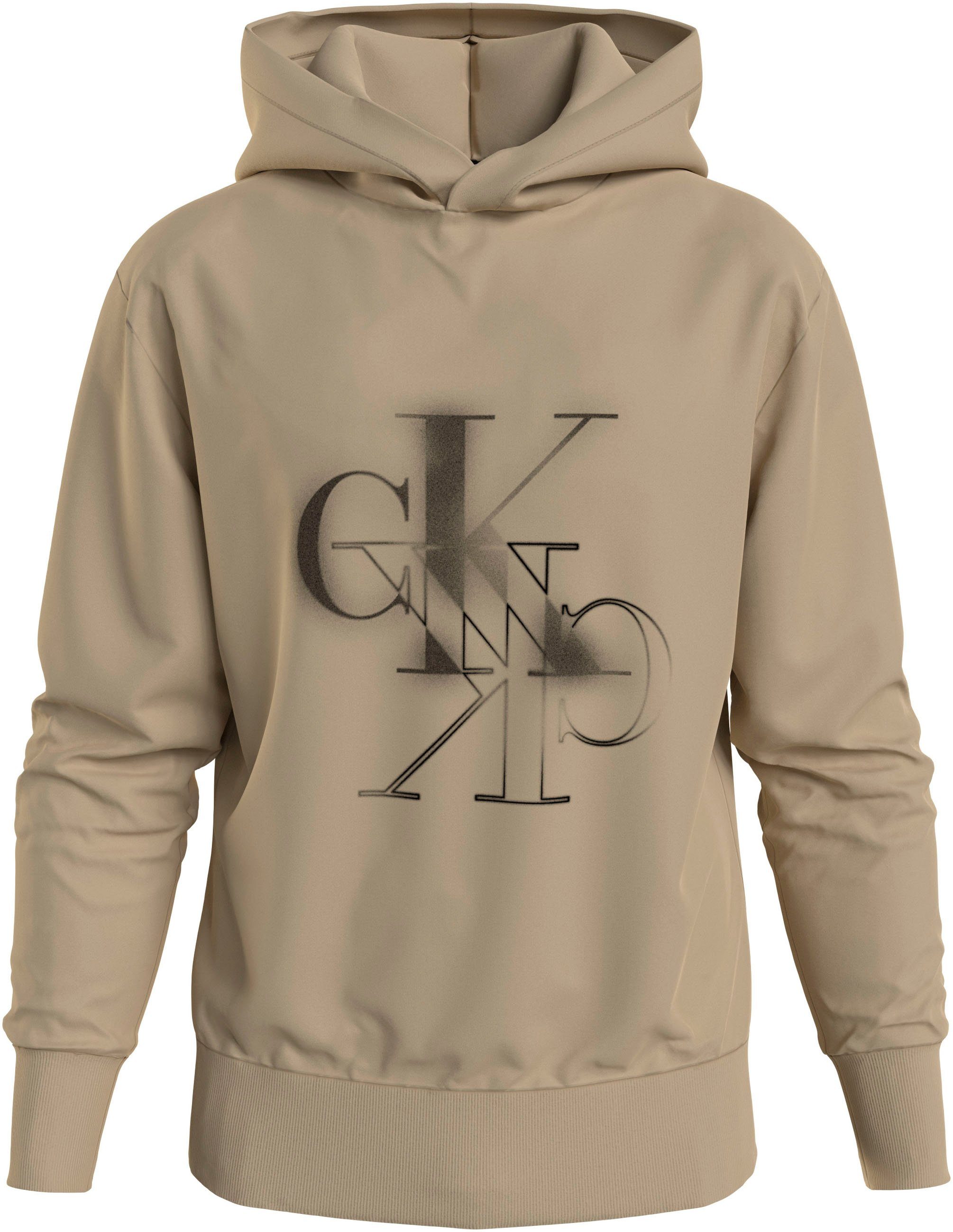 Calvin Klein Graff Logo Hoodie Gedrukte Stijl Beige Heren