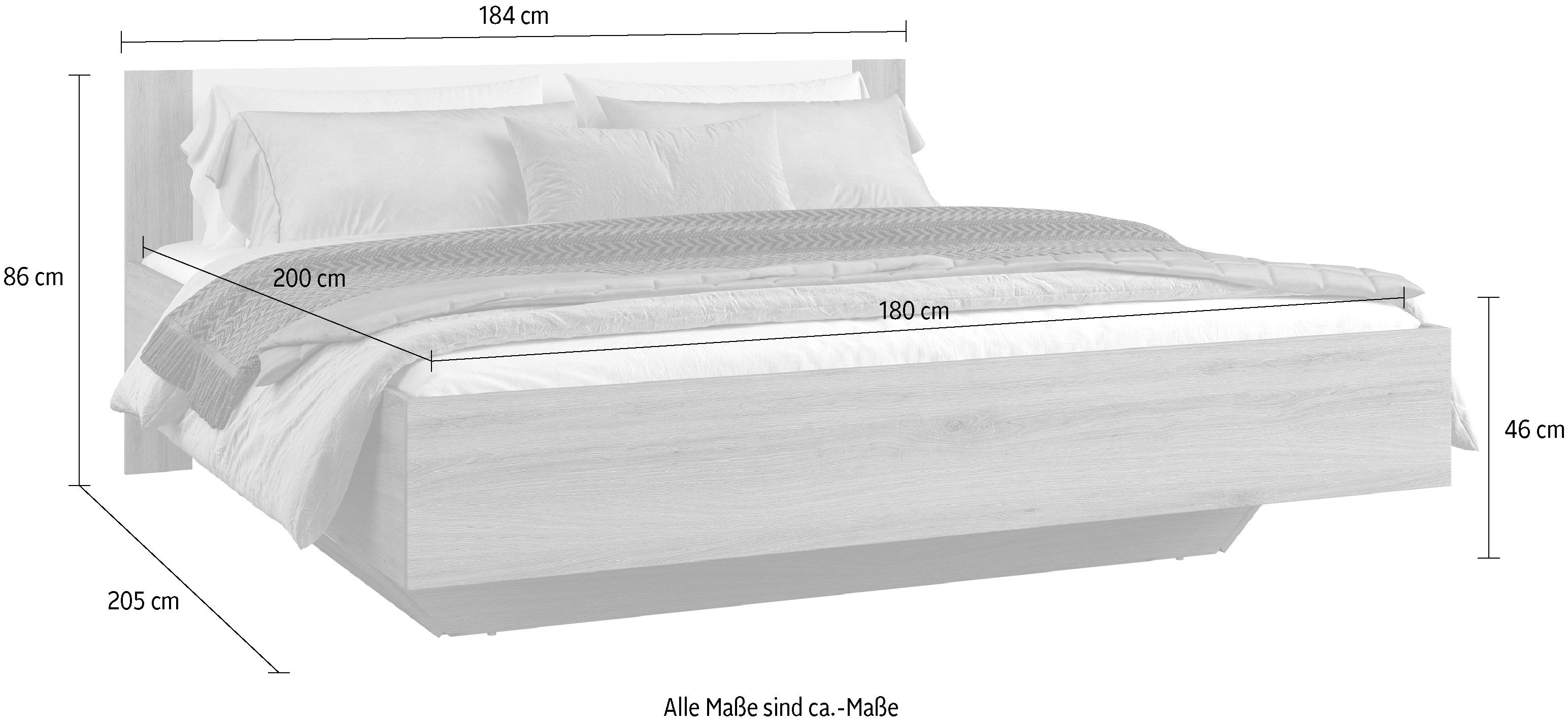Home affaire Bedframe Bitry, breedte 160 of 180 cm, moderne bedomranding