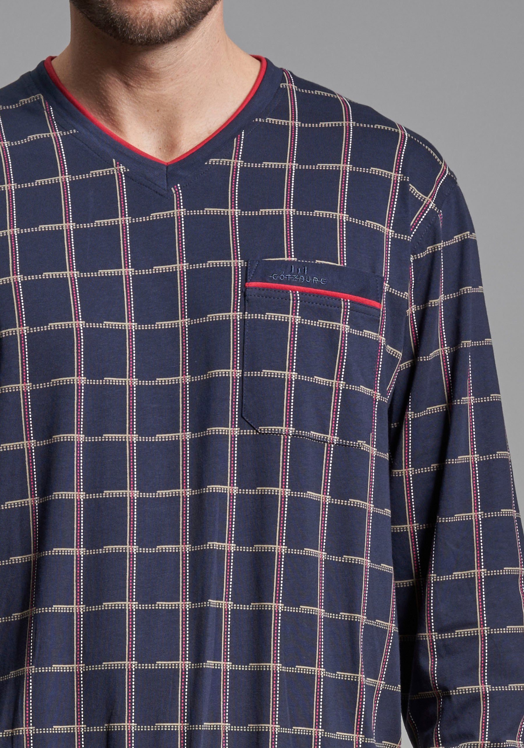 GÖTZBURG Pyjama Bronx met fijne contrastnaad en coole patroon (2-delig)