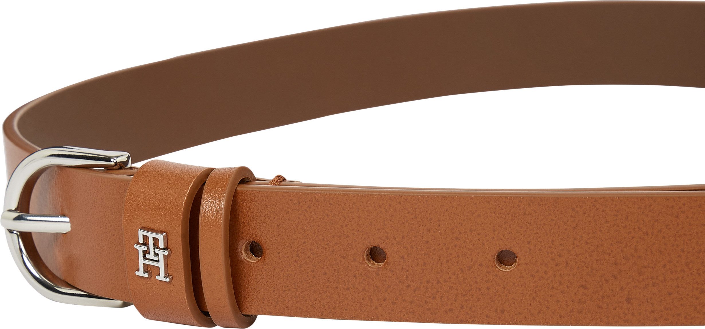 Tommy Hilfiger Leren riem ESSENTIAL EFFORTLESS 2.5 SILVER Eenvoudige doornsluiting, metalen embleem