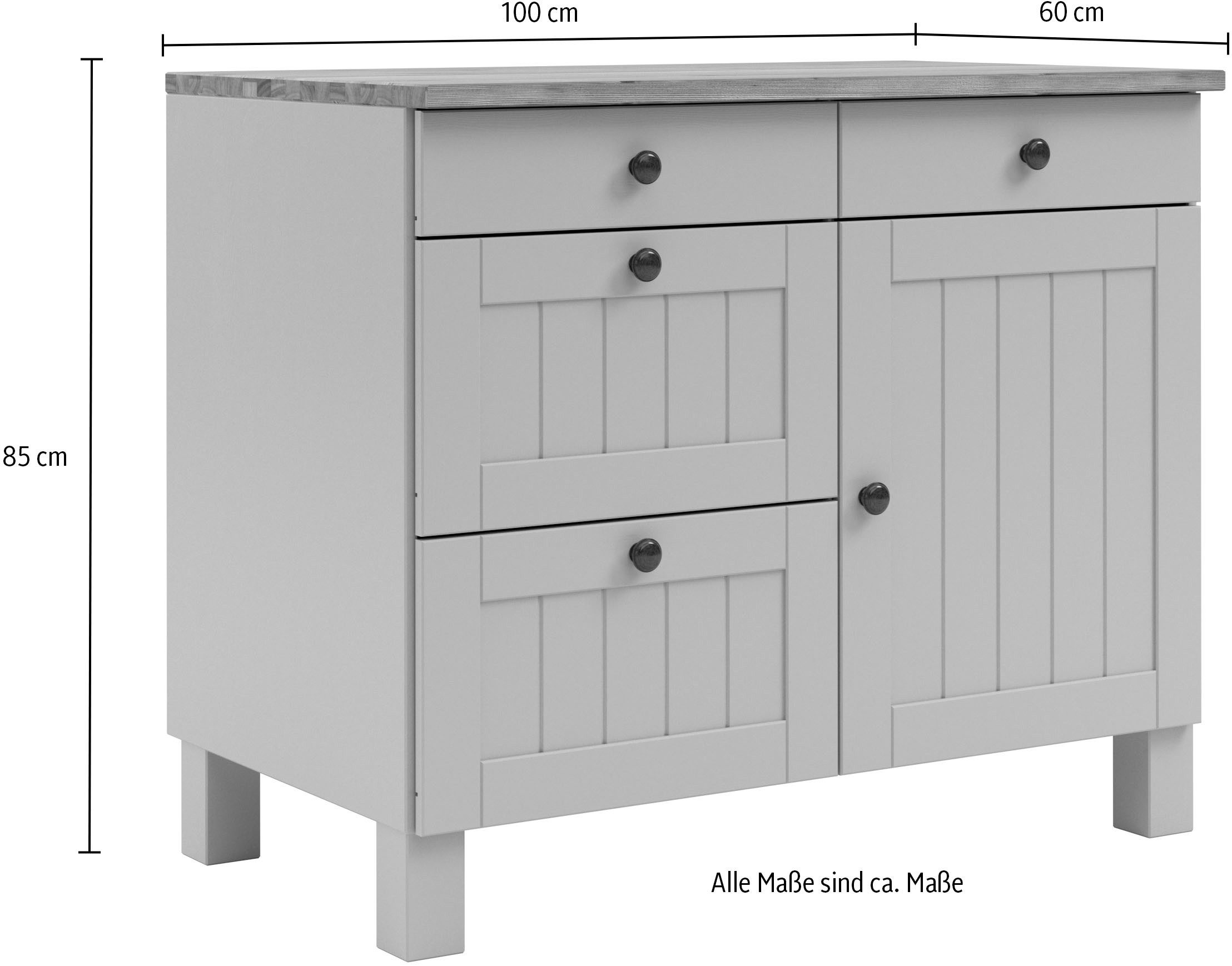 Home affaire Onderkast Alby2 , met metalen handgrepen, breedte 100 cm