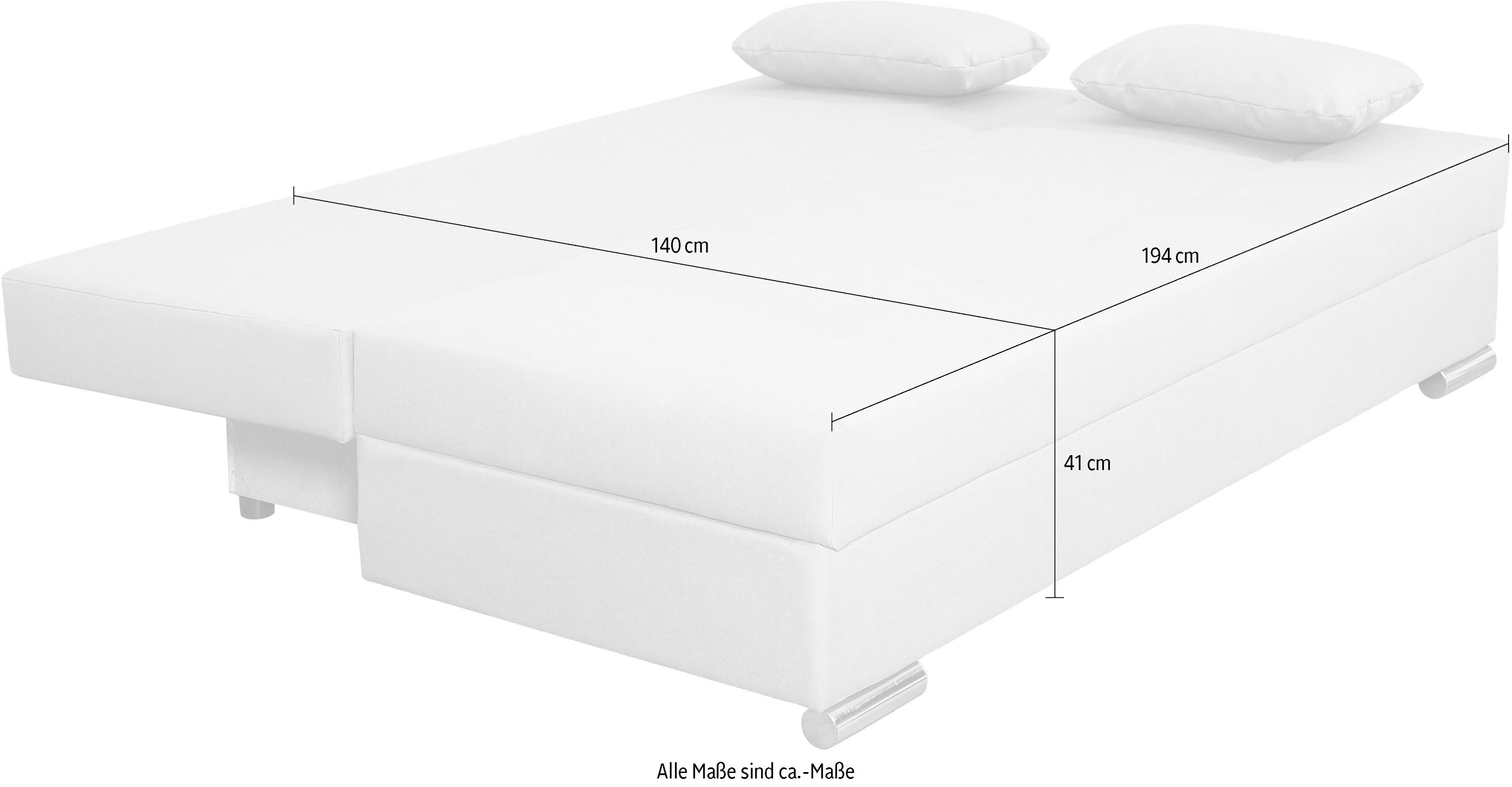 COLLECTION AB Slaapbank Tania met bedfunctie en bedlade comfortabele zitcomfort: veren-kern bekleding, inclusief rugkussen