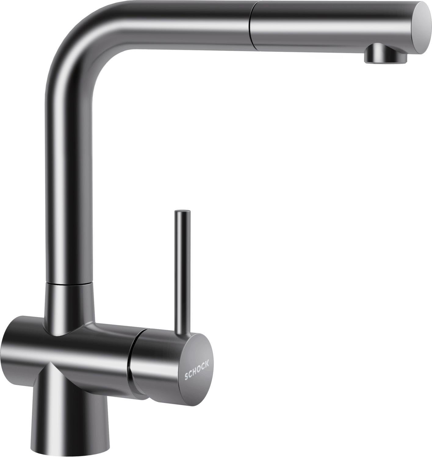 Schock Keukenkraan LAIOS SB uitschuifbaar, terugstroombegrenzer, fluisterperlator, draaibereik 360° keukenkranen zilver(kleur)