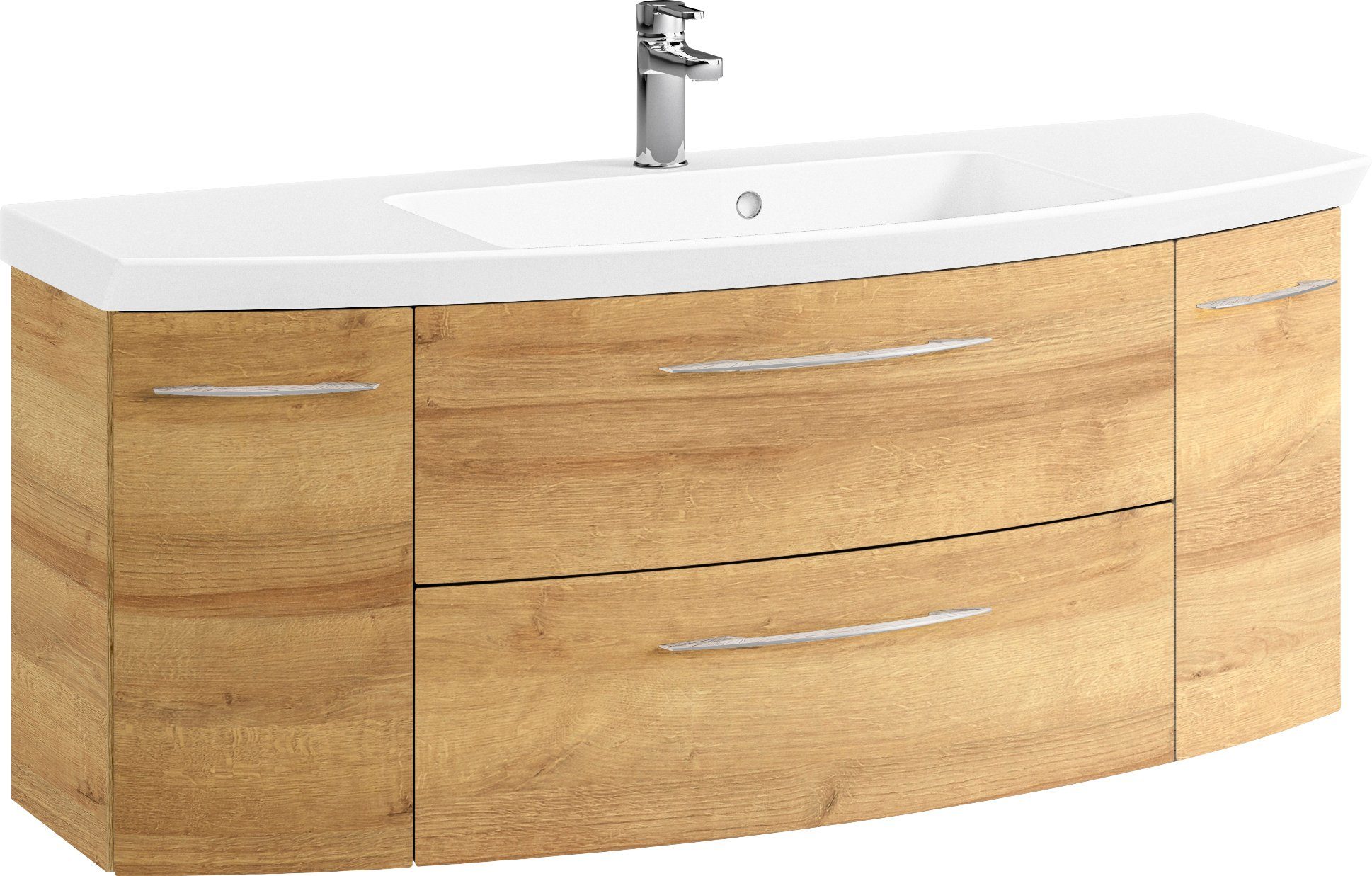 Saphir Badkamerserie Cassca sprint wastafelmeubel mineraalmarmeren wastafel met onderkast Wastafelmeubel met 2 deuren, 2 laden, inclusief deurdemper, badkamerkast (1 stuk)