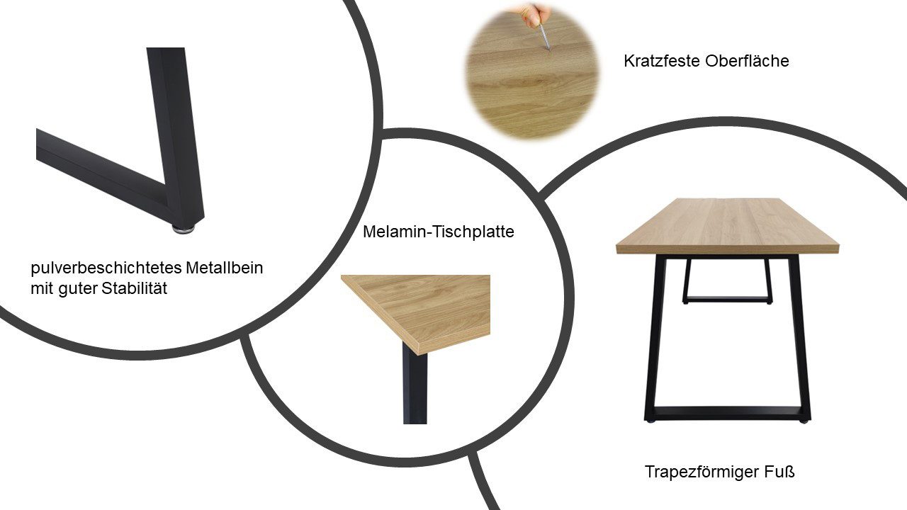 Home affaire Eettafel Soyans moderne kuipframe, in vier breedtes, melaminehars gecoat