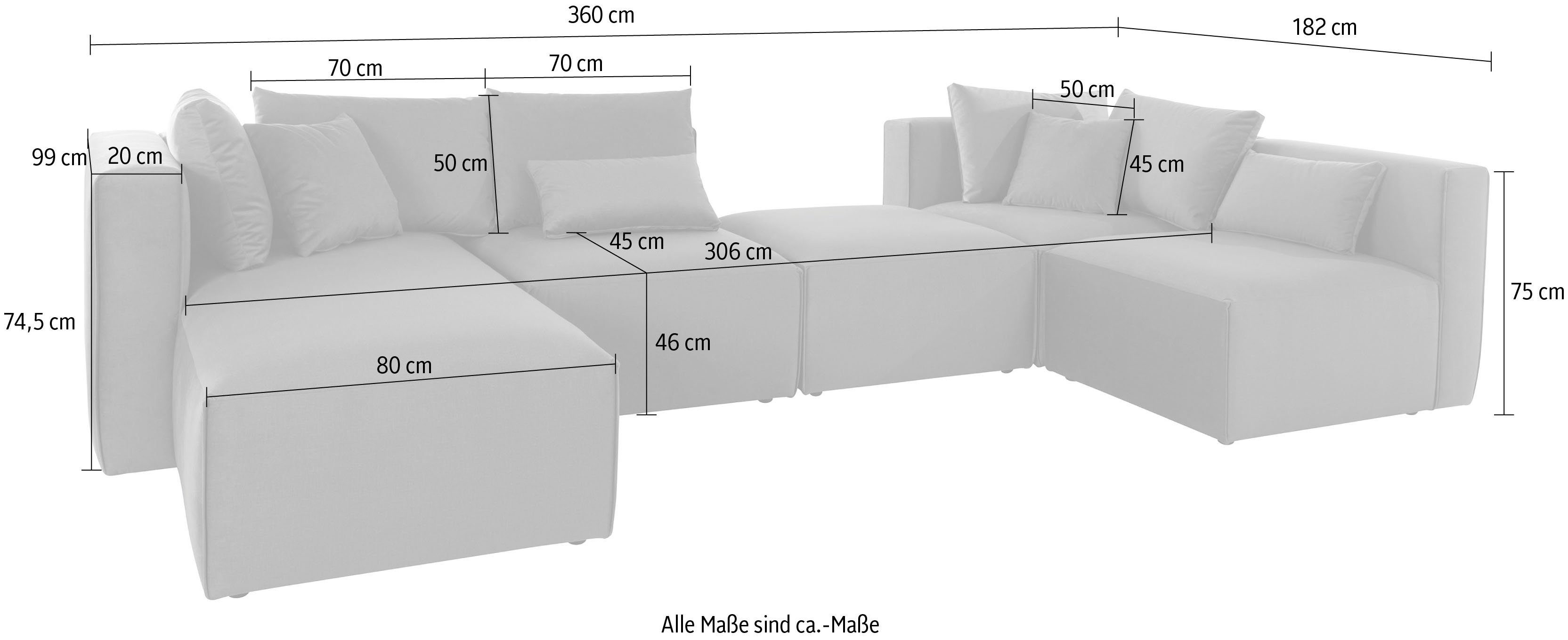 Guido Maria Kretschmer Home&Living Zithoek Comfine U-vorm samengesteld van modules, in 3 stoffen en vele kleuren