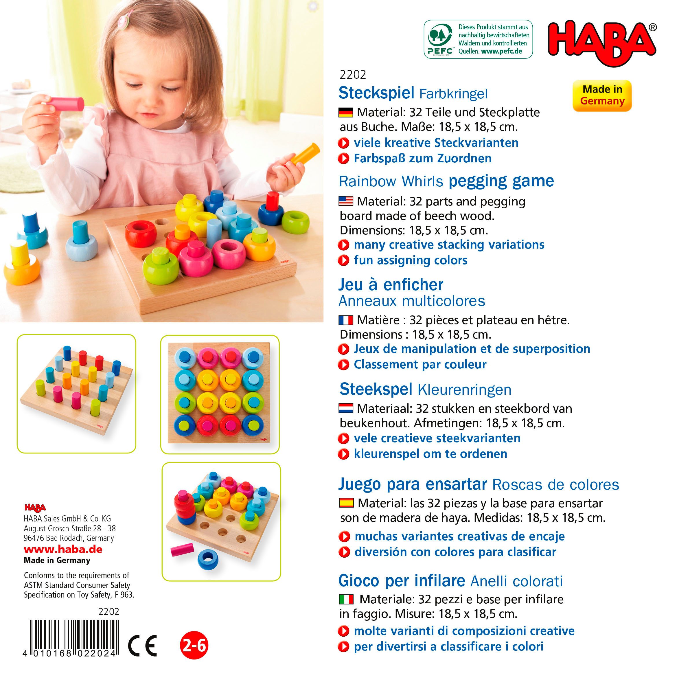 Haba Vormenspel Kleurenringen Made in Germany