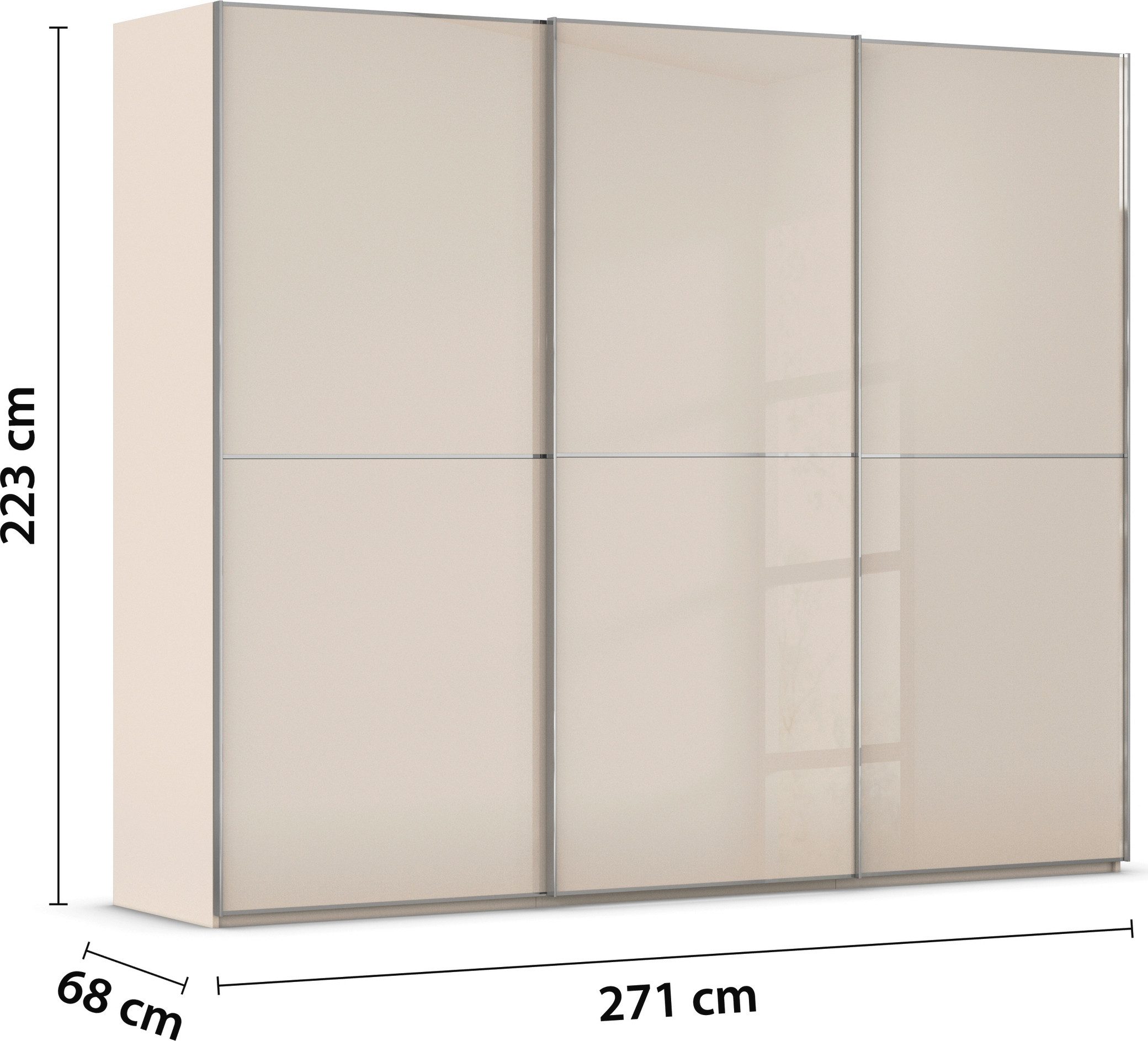 rauch Schuifdeurkast Kledingkast Kast Garderobe Slaapkamerkast SCALE-DUO edel tweedelige deuren glas-front met 3 sierlijsten made in germany