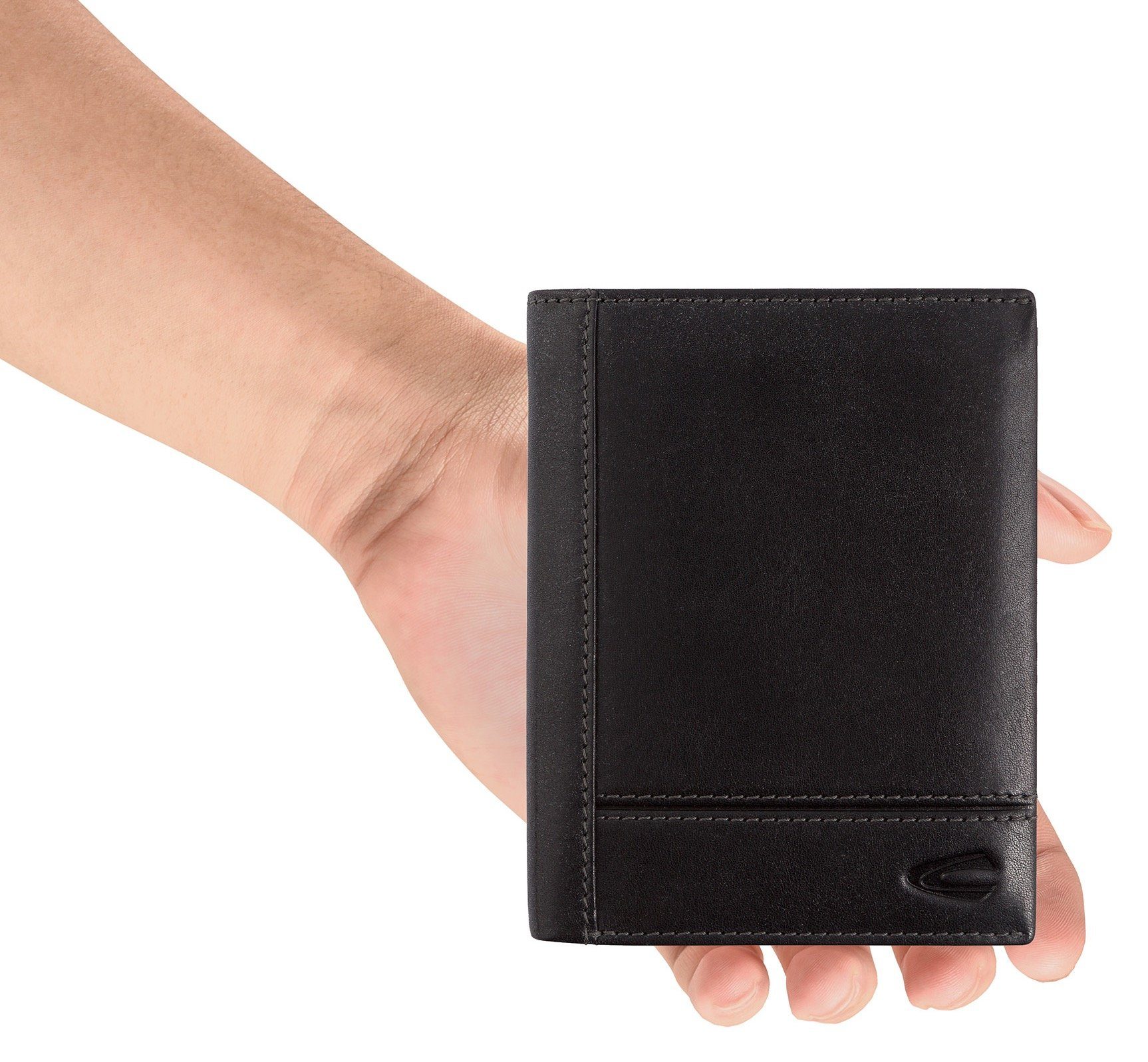 camel active Portemonnee Tokio van matte rundleer met verhoogde logoprenting en rfid-bescherming
