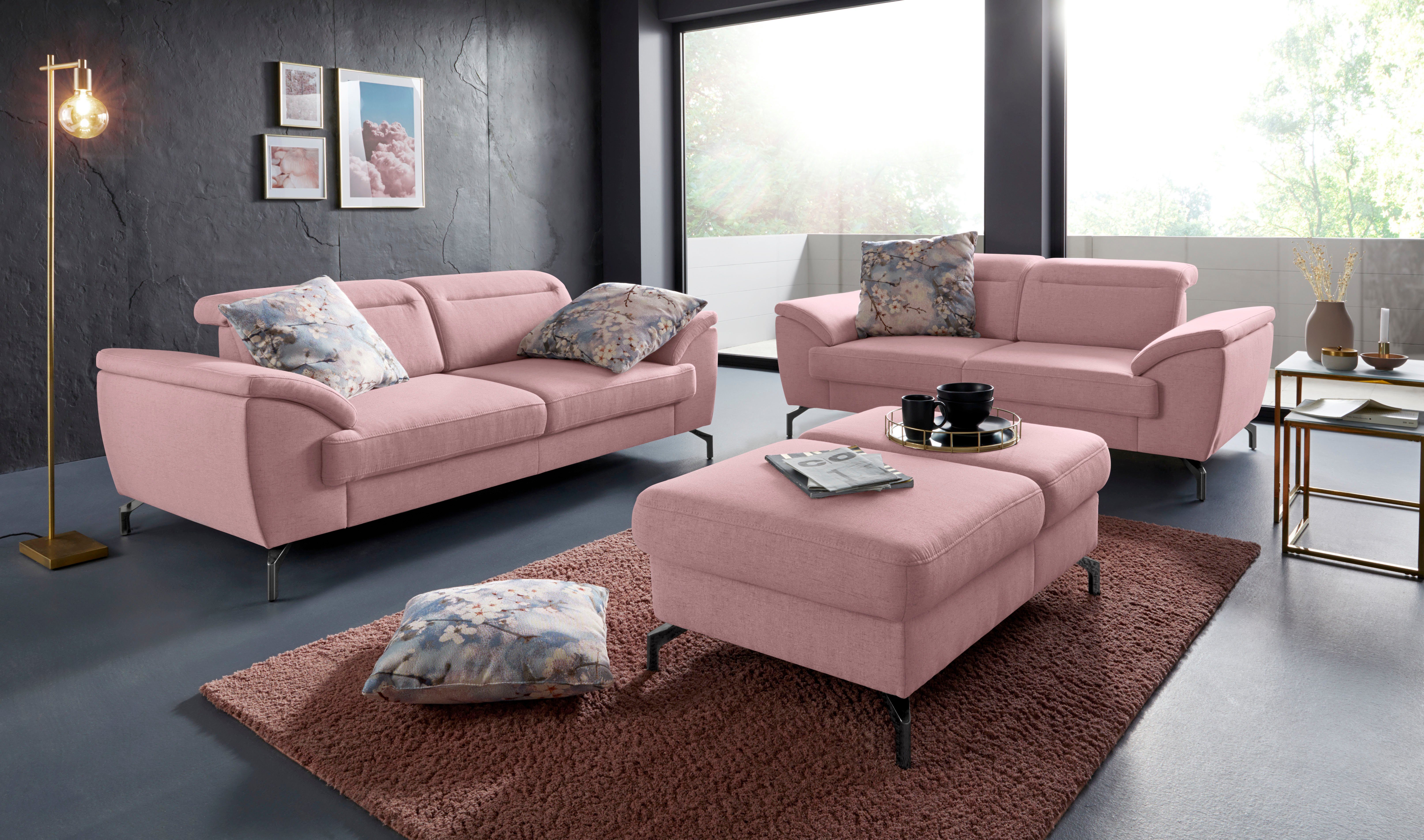 sit&more 2,5-zitsbank Percy 15 cm poothoogte, zitdiepteverstelling, naar keuze verstelbare hoofdsteun