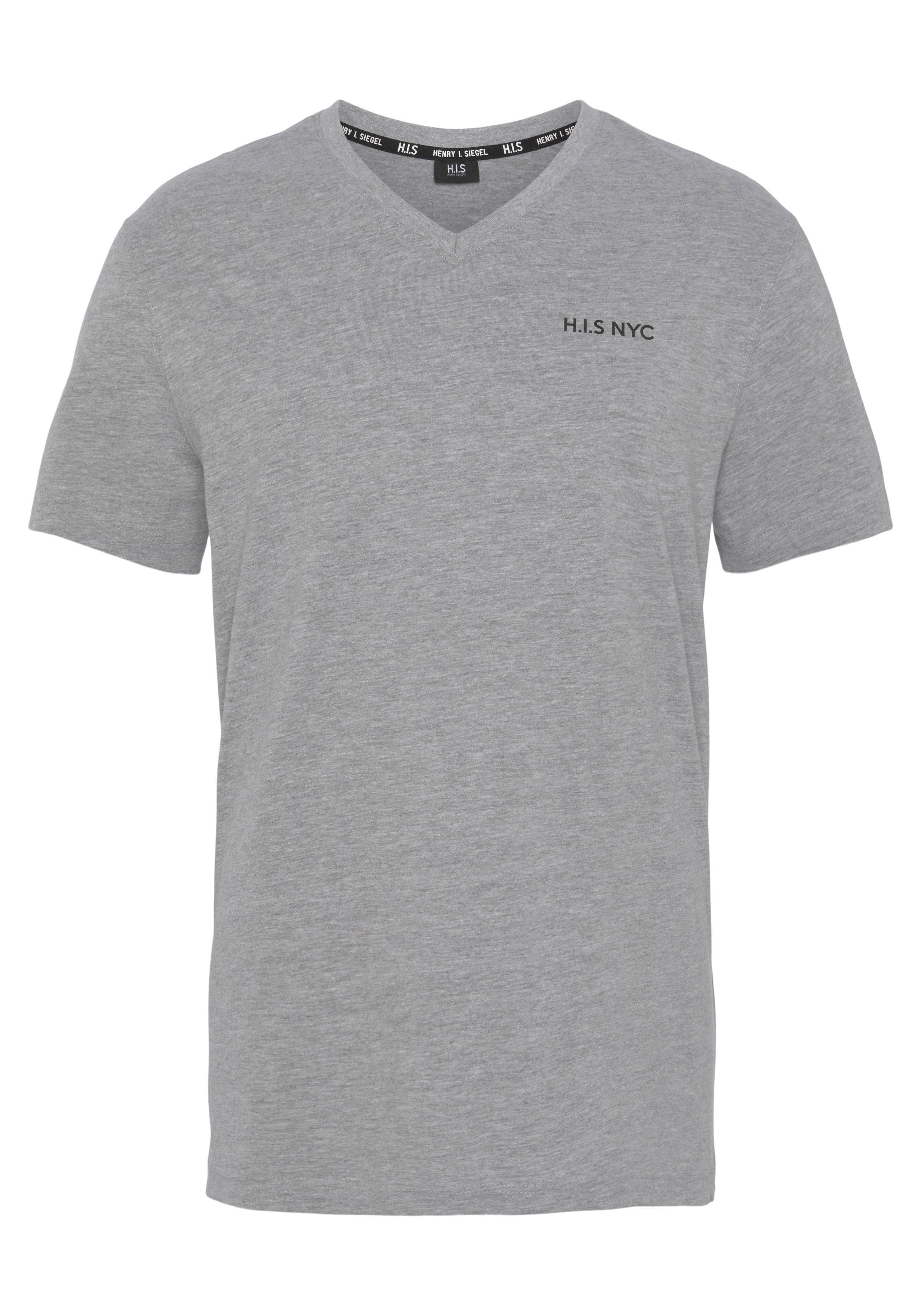 H.I.S Shirt met V-hals Korte mouwen, slim fit, van katoen (Set van 3)