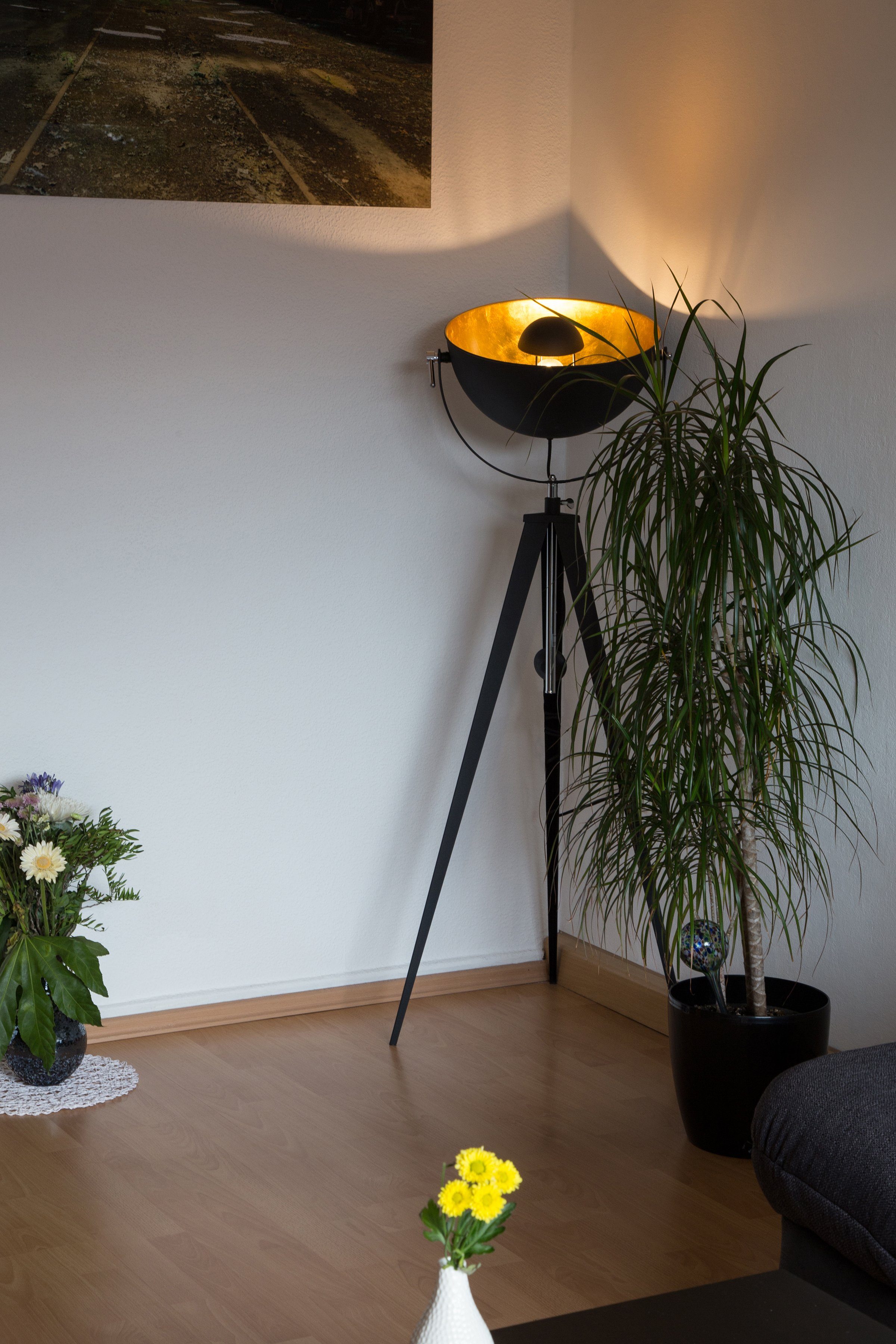 Leonique Staande lamp Elenoire Staande lamp, hoogte verstelbaar, zwart / goudkleur