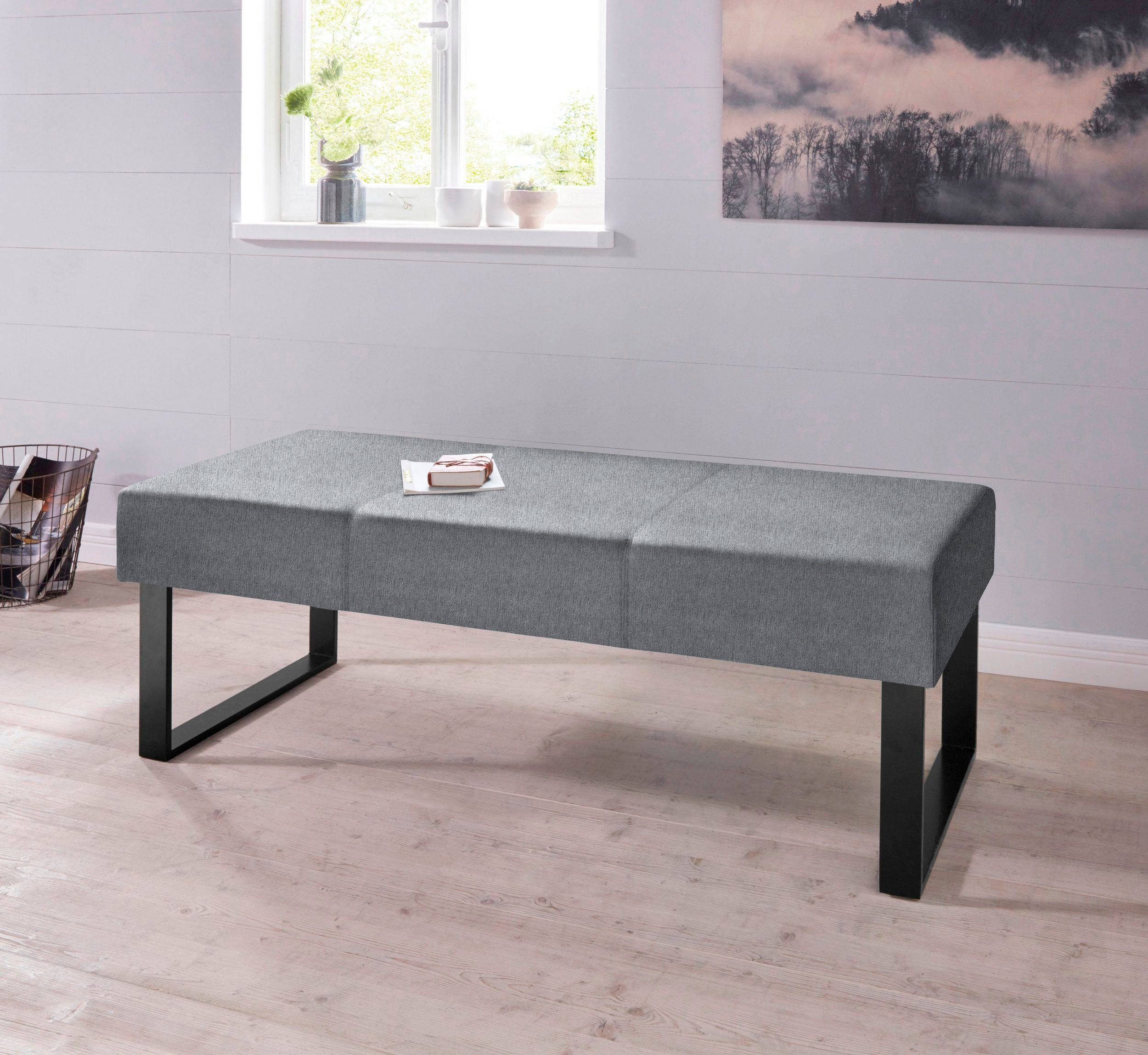 Home affaire Zitbank Oliver Breedte 140 cm, met metalen frame grijs, eetbanken, 140 cm