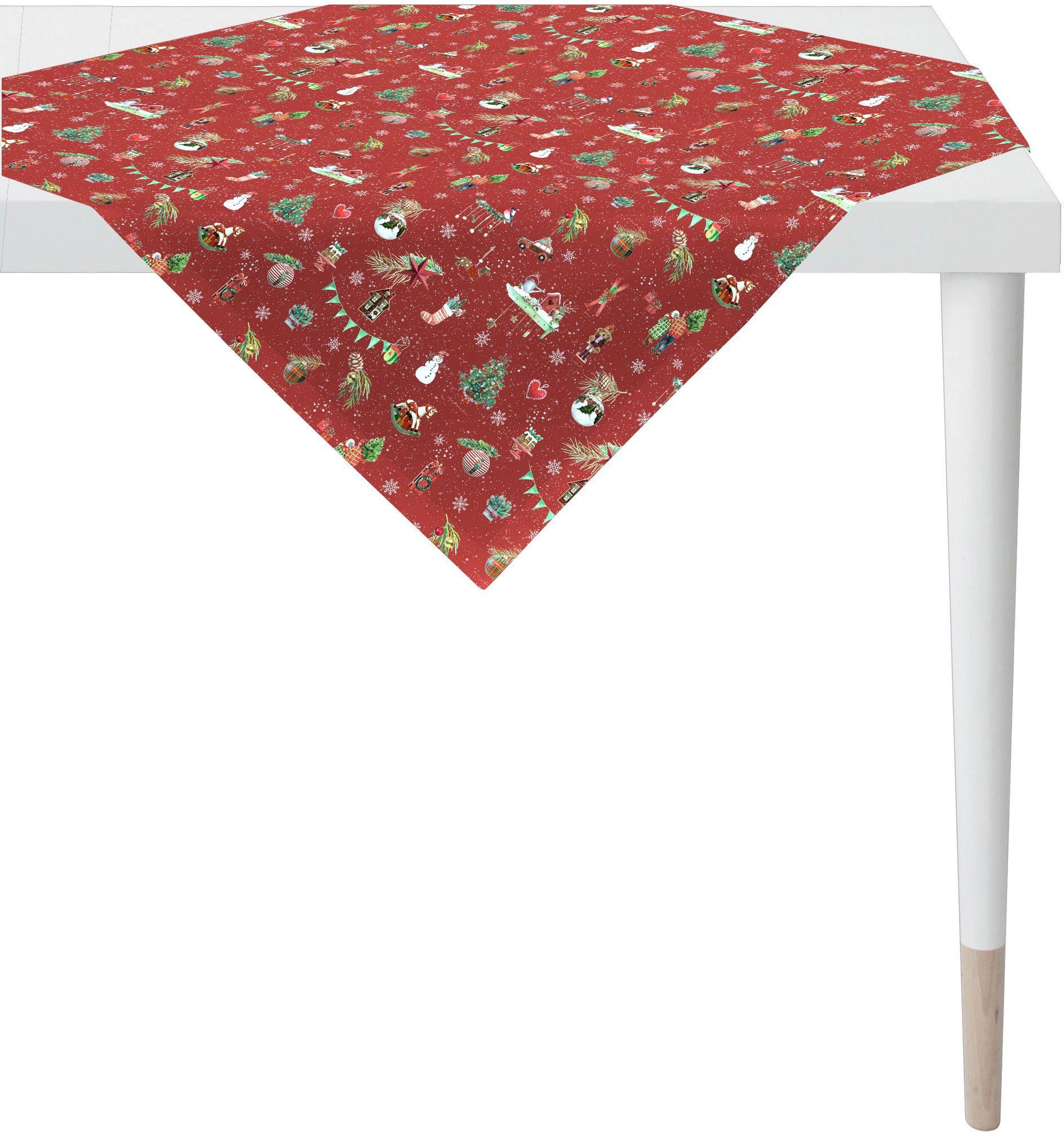 APELT Topkleedje 6200 WINTERWERELD, kerstdecoratie, kerst (1 stuk) tafelkleden maat 88 cm x 88 cm rood