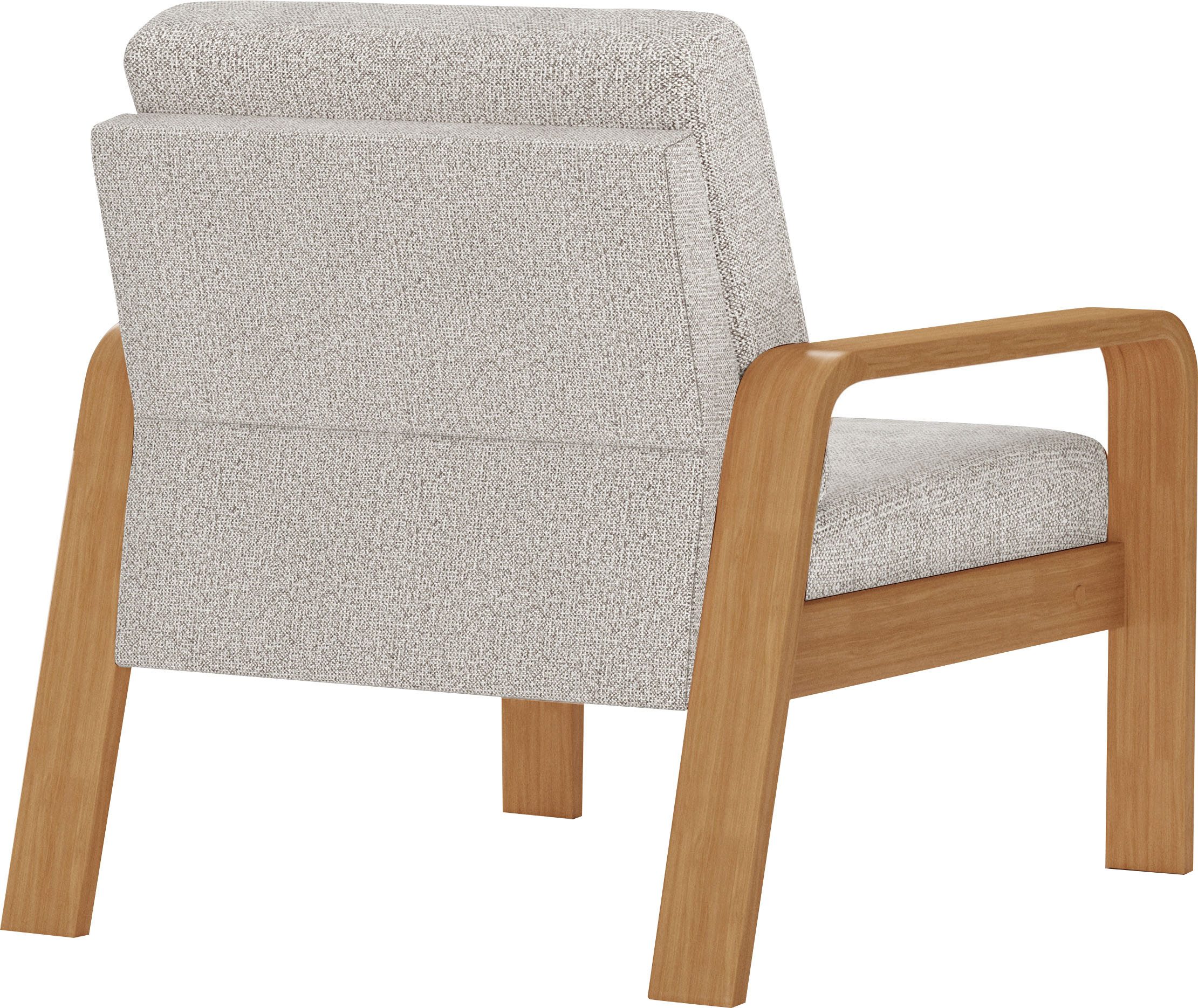 sit&more Fauteuil Kolding Armleuningen van eikenkleurig beukenhout, verschillende bekledingen en kleuren