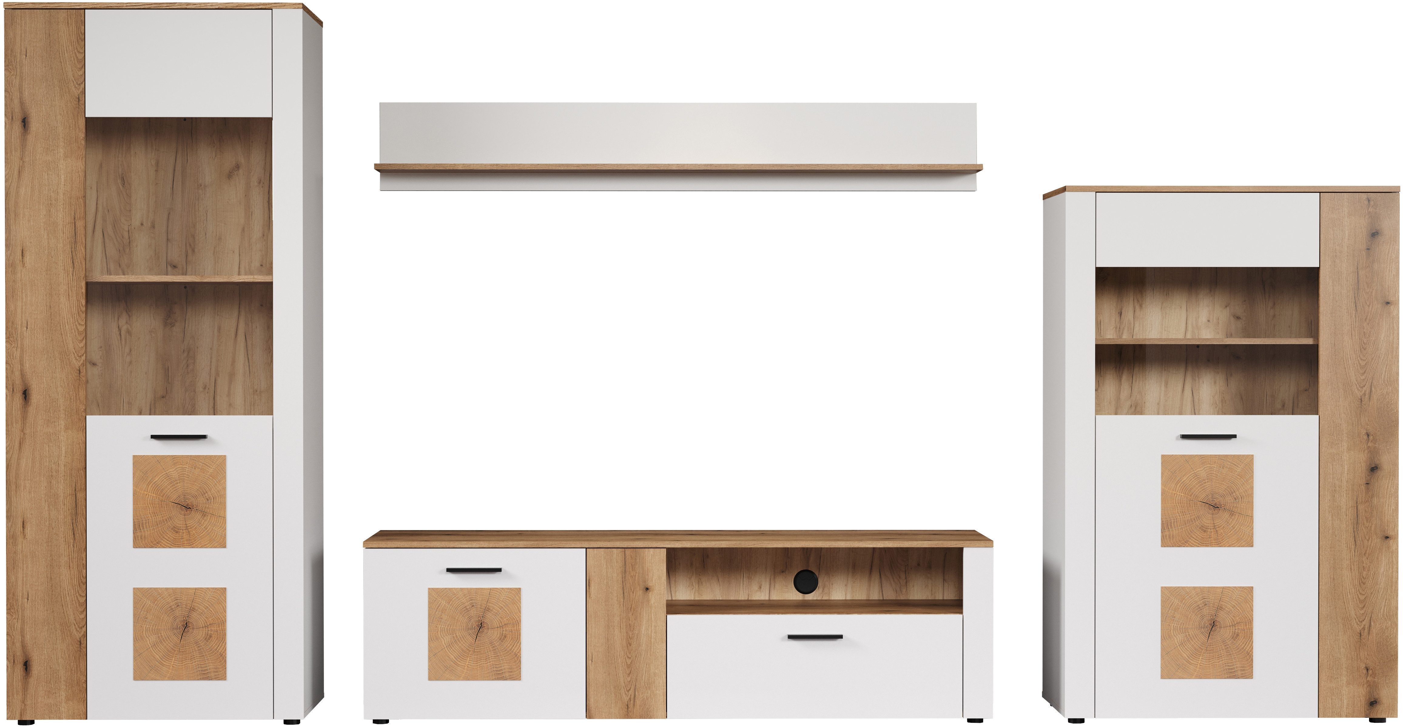 INOSIGN Wandmeubel Linz Woonkamermeubilair met eindhouttoepassingen - 360/42/195 cm (4-delig)