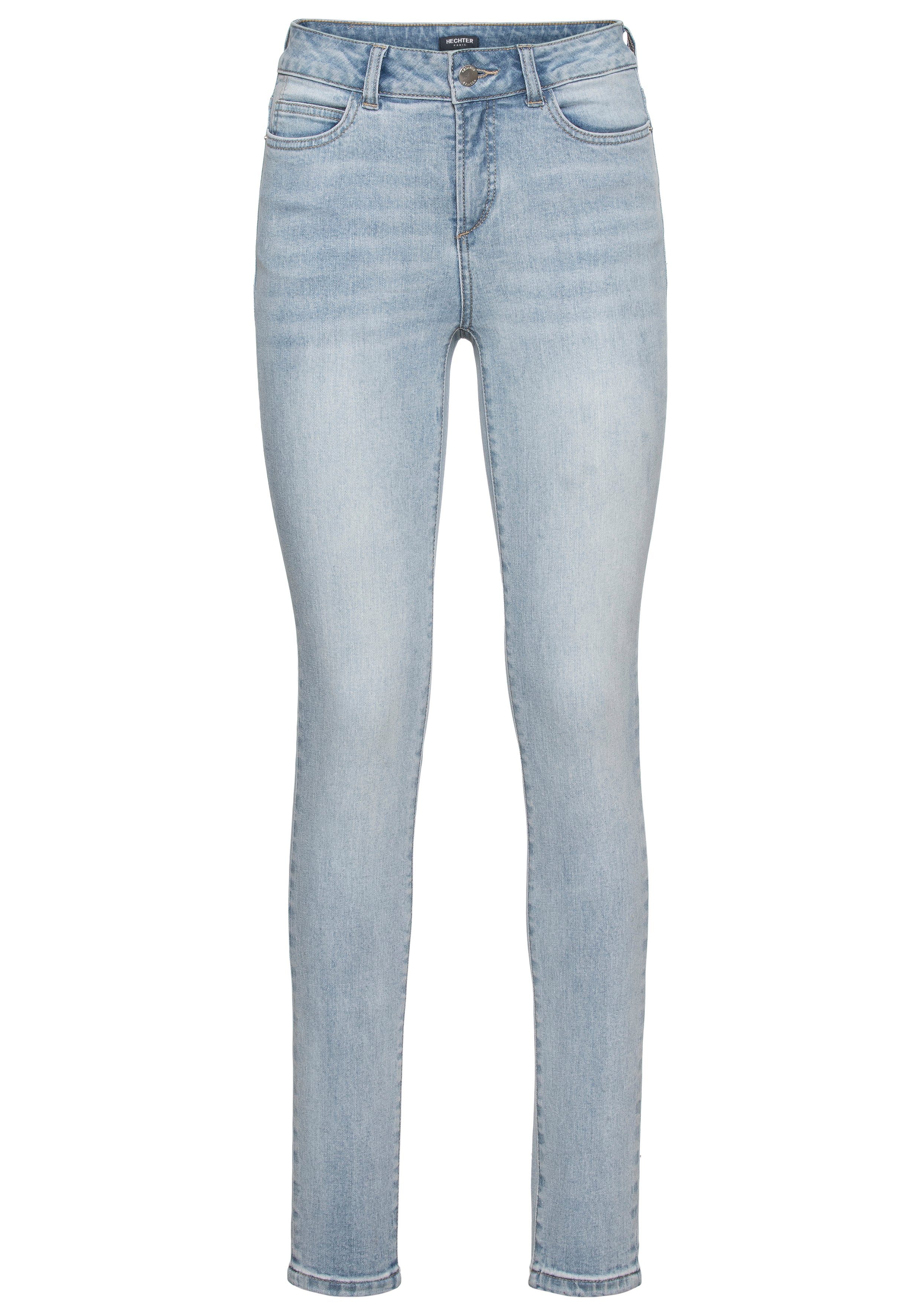 HECHTER PARIS Skinny fit jeans hoge taille, enkel-lang, elastische twill-stof, used-wassing