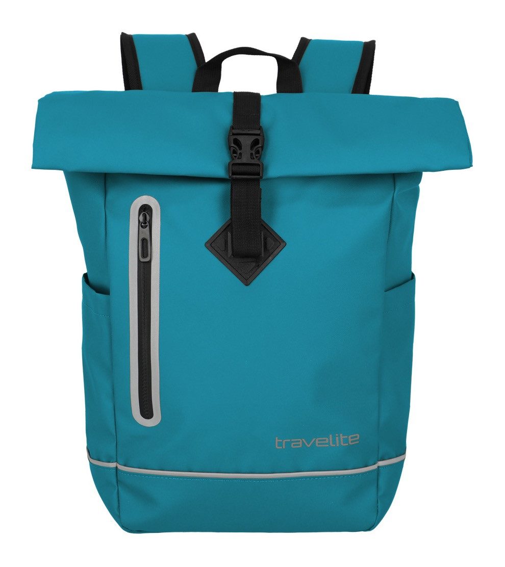 travelite Vrijetijdsrugzak BASICS roll-up rugzak zeil Wandelrugzak Reisrugzak Streetpack Werkrugzak unisex rugzakken blauw