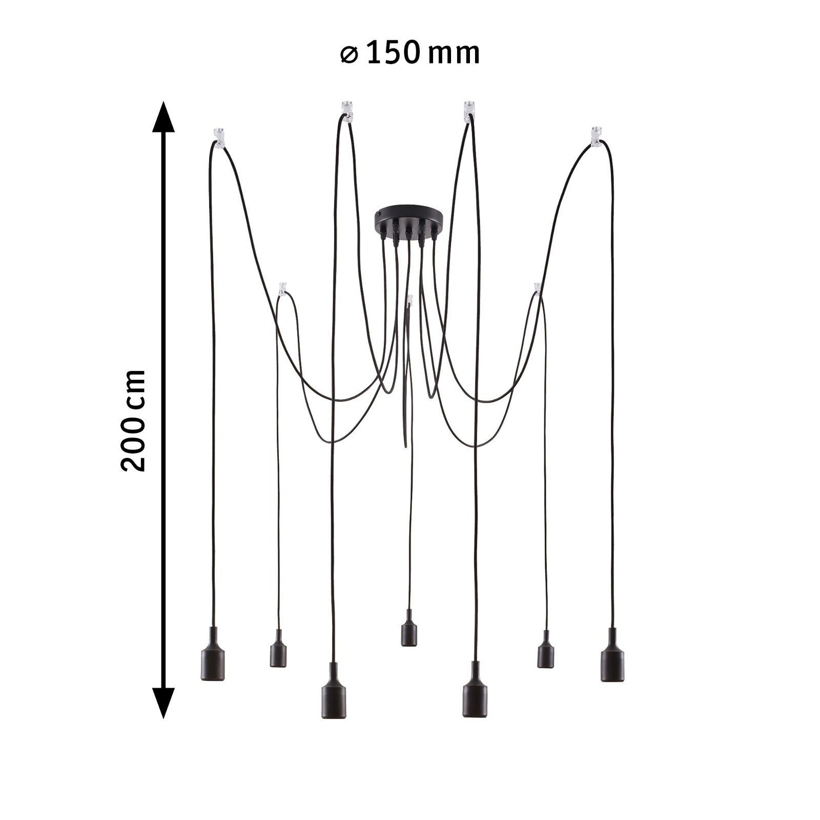 Paulmann Hanglamp Neordic Ketil max.7x60W Zwart 230V Silikon/Metaal (1 stuk)