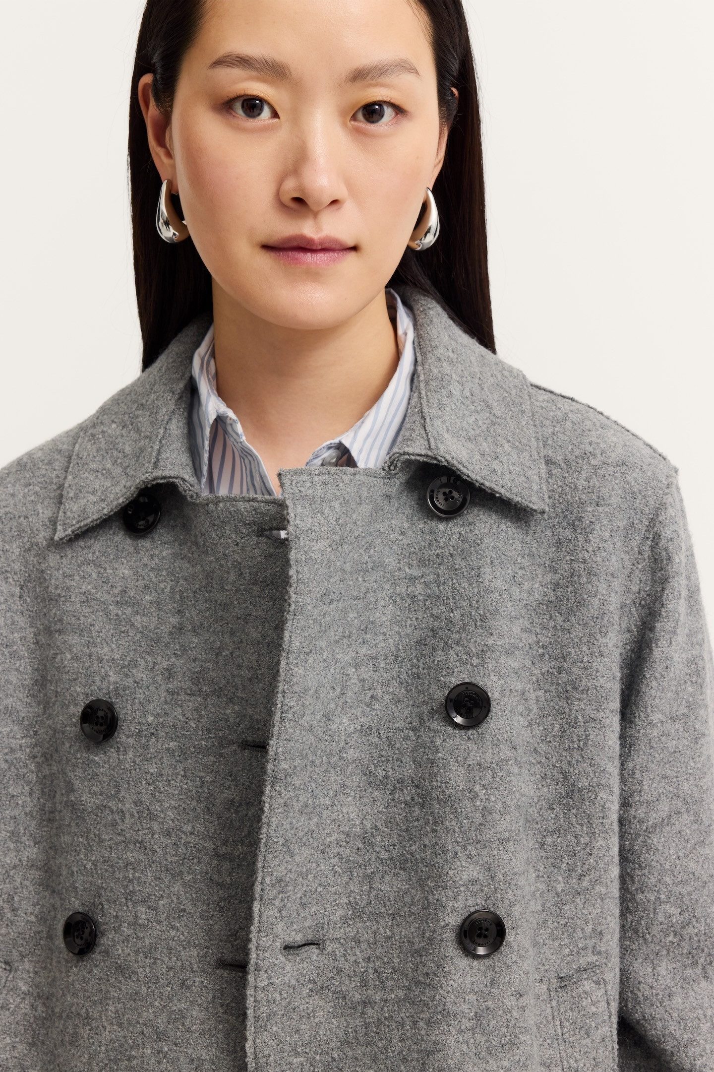 Bugatti Wollen jack Flexcity Stretch in losse fit met openkantig gekookte wol