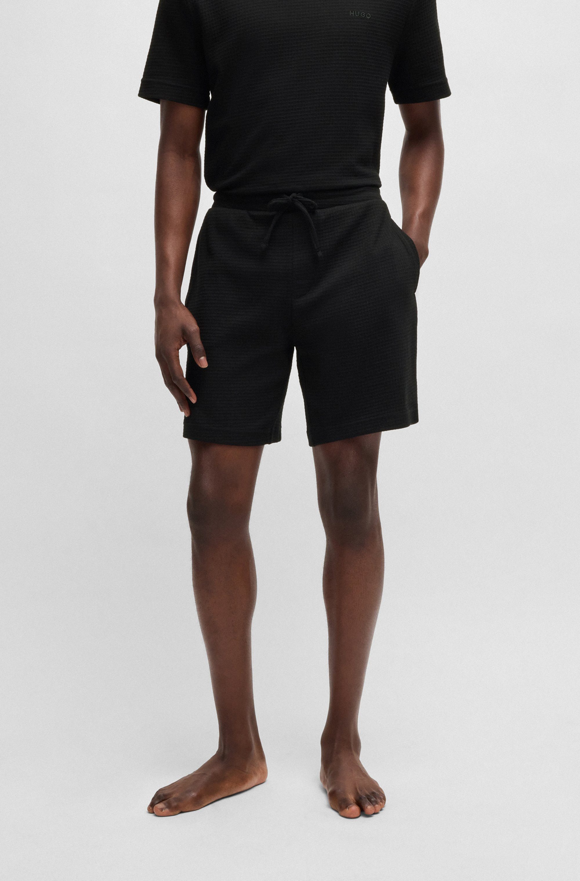 HUGO underwear Pyjamashort Austin Short met een rijgkoord heren pyjamabroeken maat XL zwart