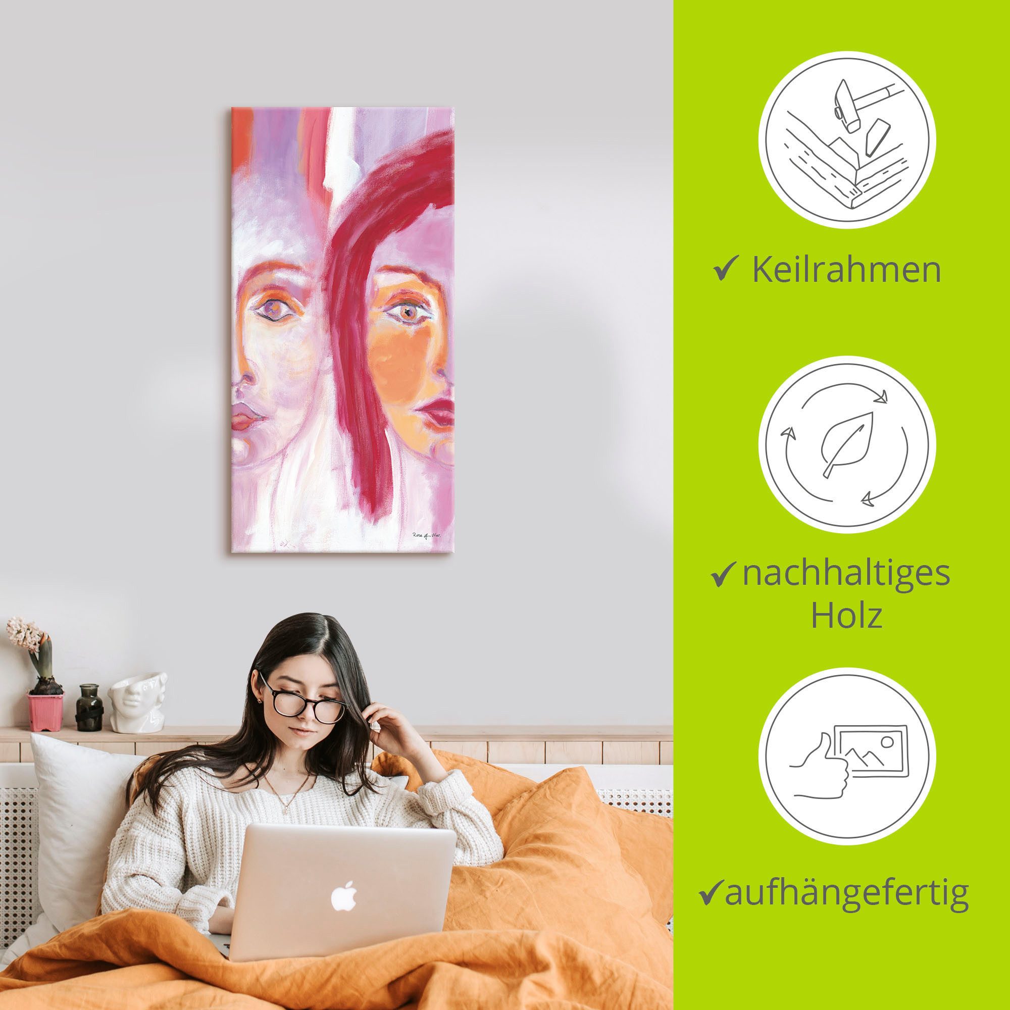 Artland Artprint op linnen Gezichten gespannen op een spieraam
