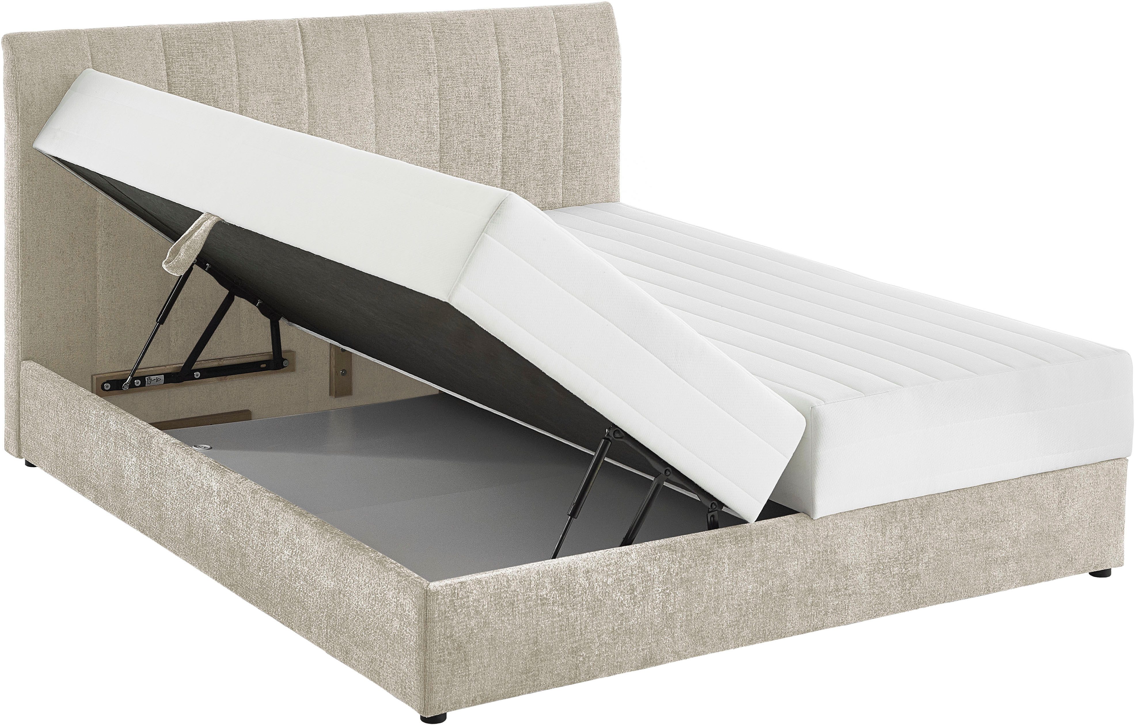 ATLANTIC home collection Boxspring ALISIA Met pocketvering, bedlade en kussenrol in originele bekleding