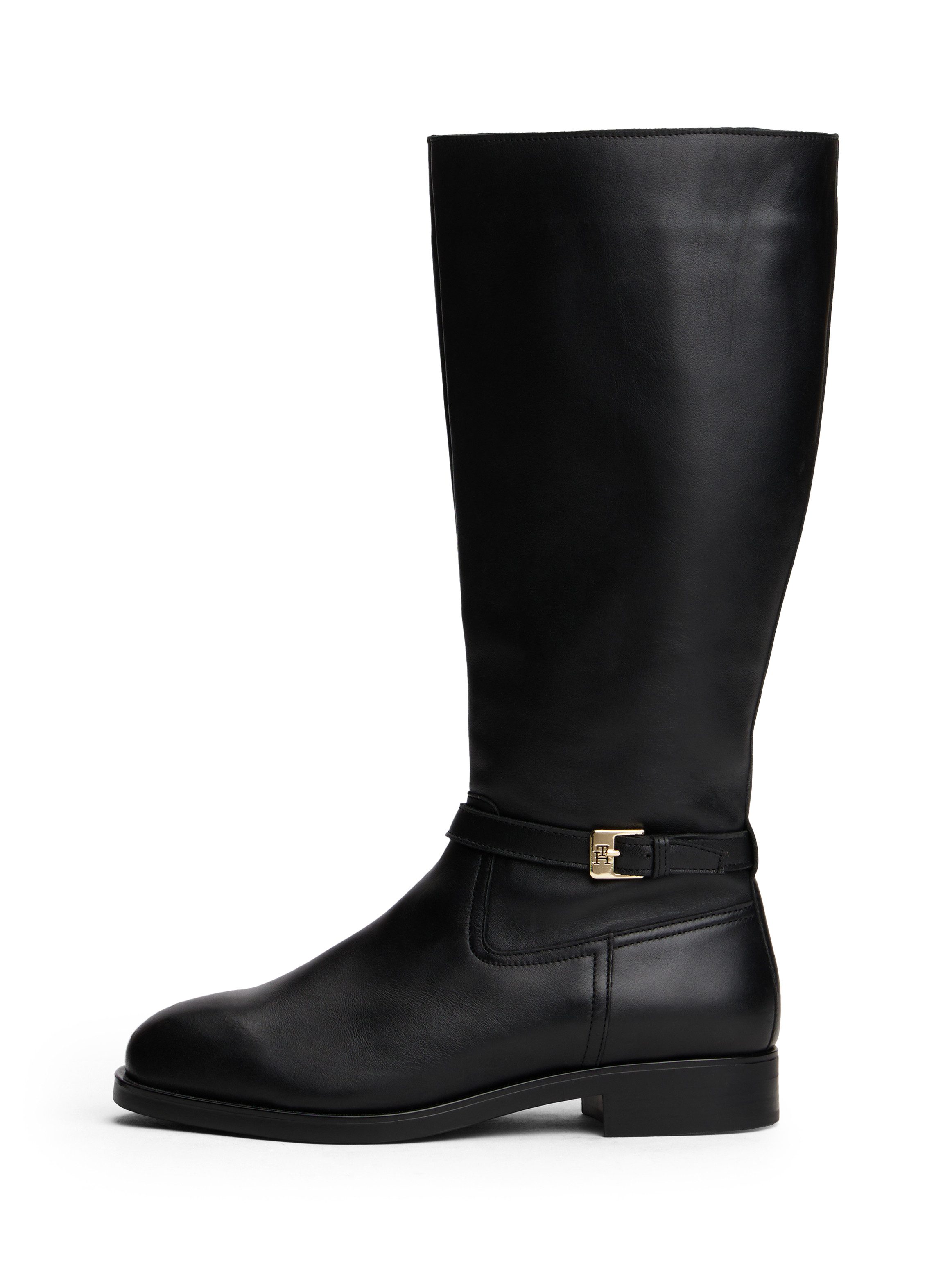 Tommy Hilfiger Laarzen TH BUCKLE RIDING LTHR LONG BOOT hakken, lange laarzen, zakelijke laarzen met decoratieve gesp