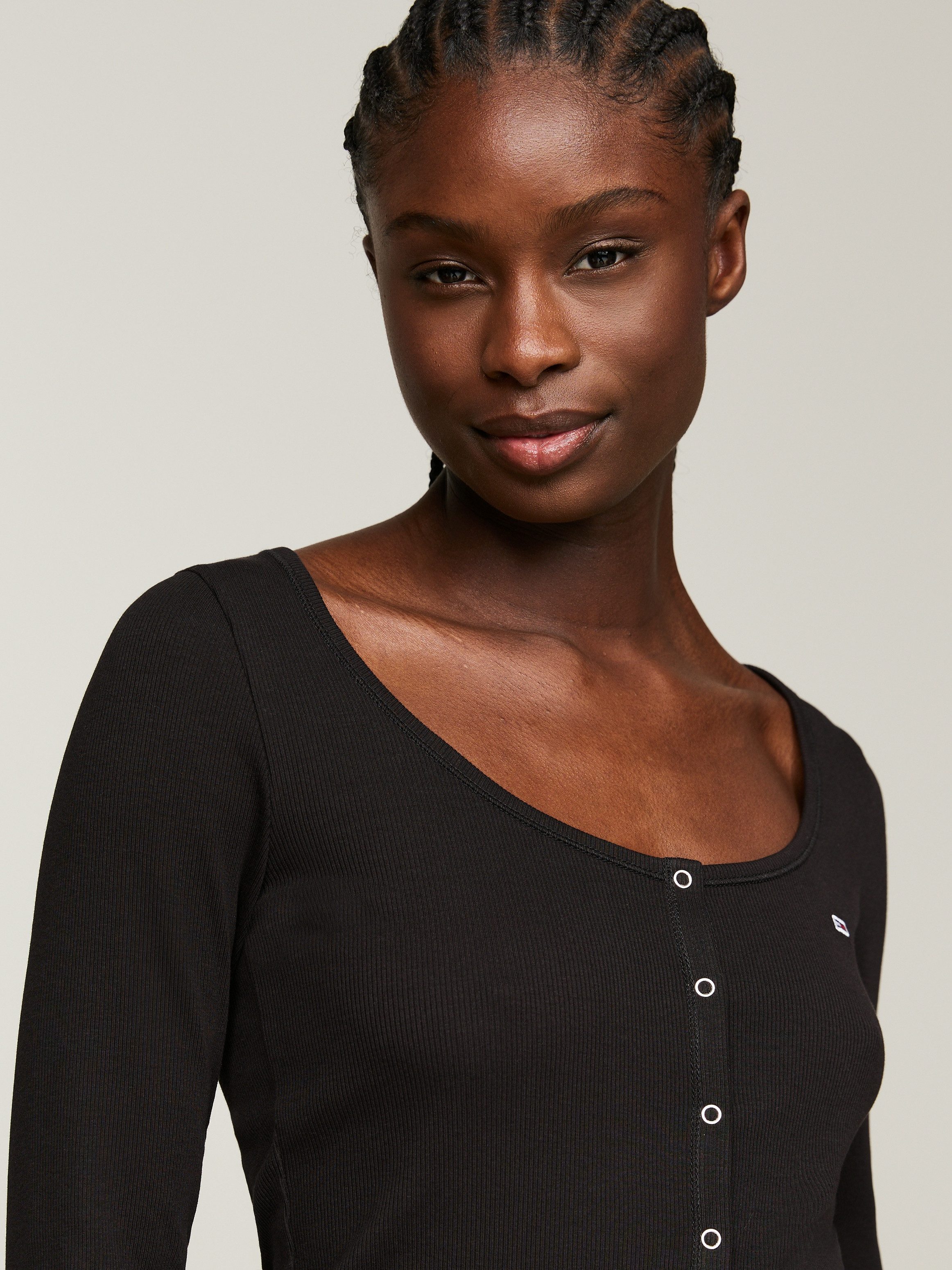 TOMMY JEANS Shirt met lange mouwen TJW SLIM BUTTON THRU LS