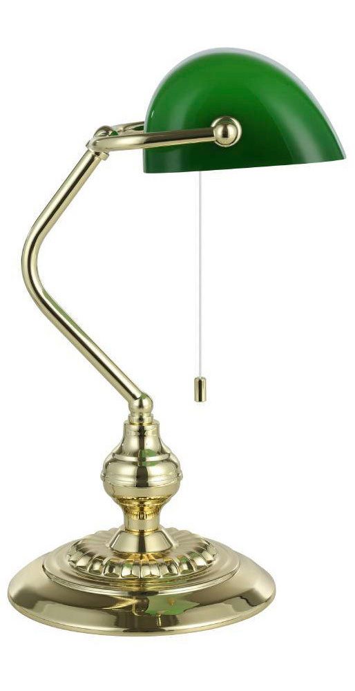 EGLO Tafellamp BANKER Lamp voor bureau, in messing en groen, met trek-schakelaar, E27 (1 stuk)