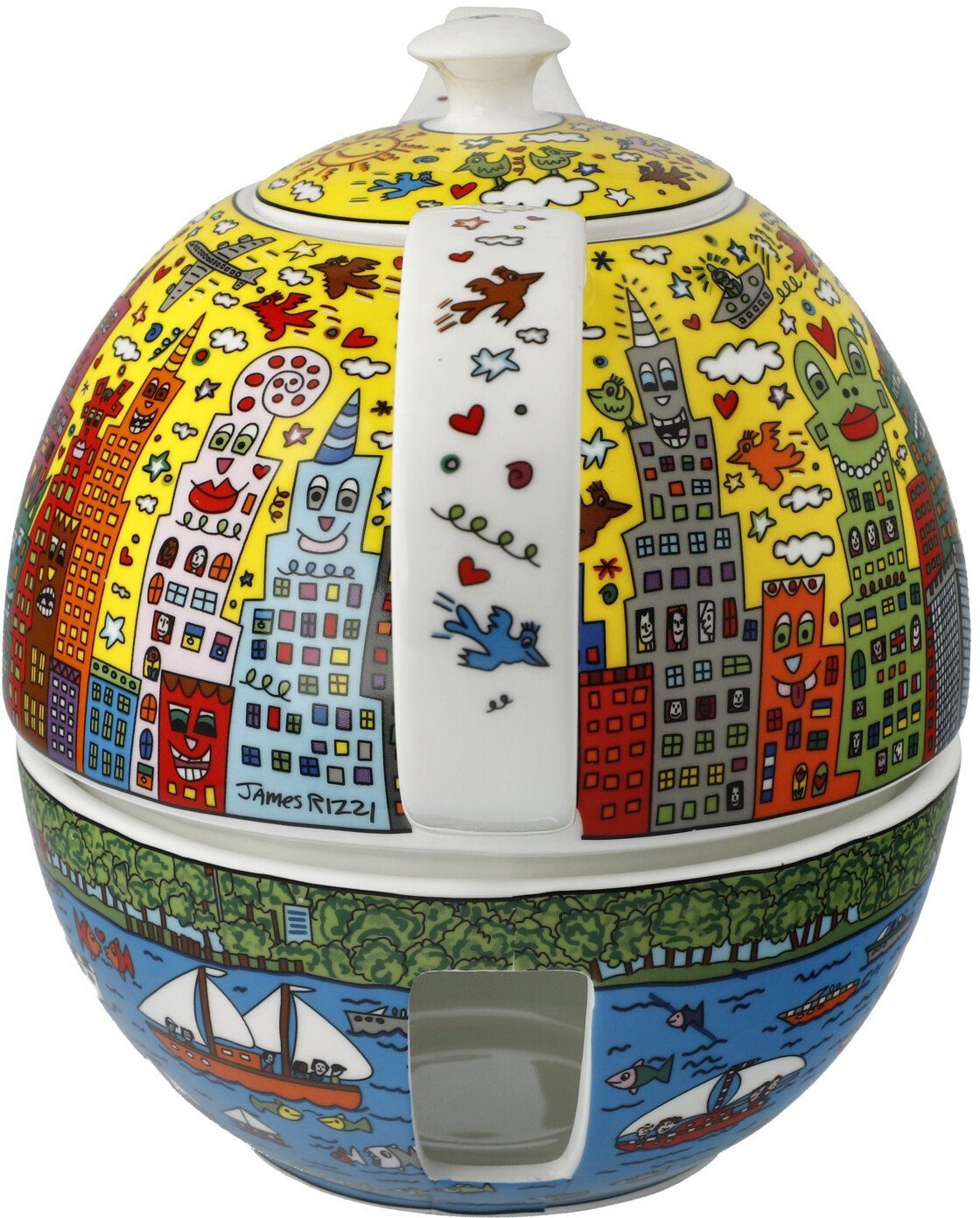 Goebel Theepot Rizzi met theelicht, pop art, james rizzi - mijn new york city zonsondergang