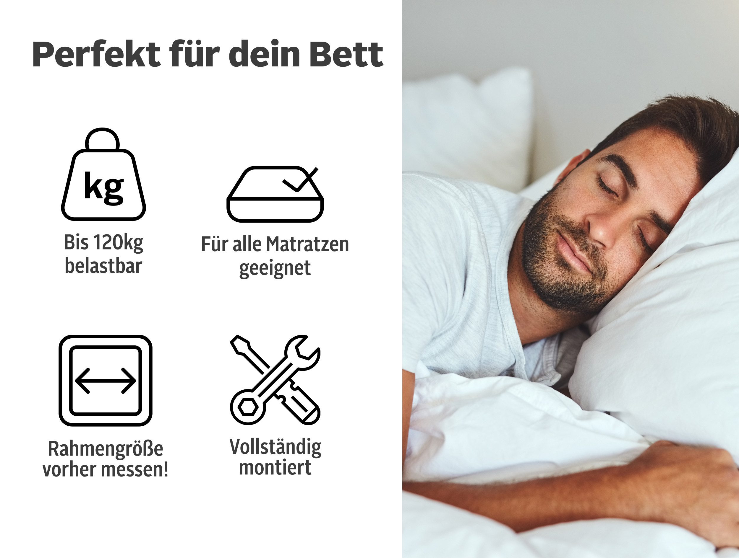 my home Lattenbodem Lennard 90x200, 140x200 cm en andere maten Lattenbodem voor alle matrassen, duurzaam, ergonomisch, 7-zone (1 stuk)