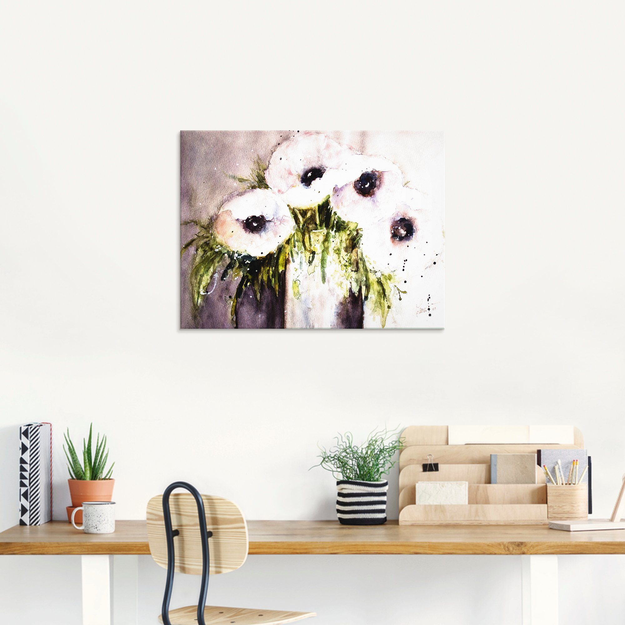 Artland Print op glas Paars papaver In vaas in verschillende maten