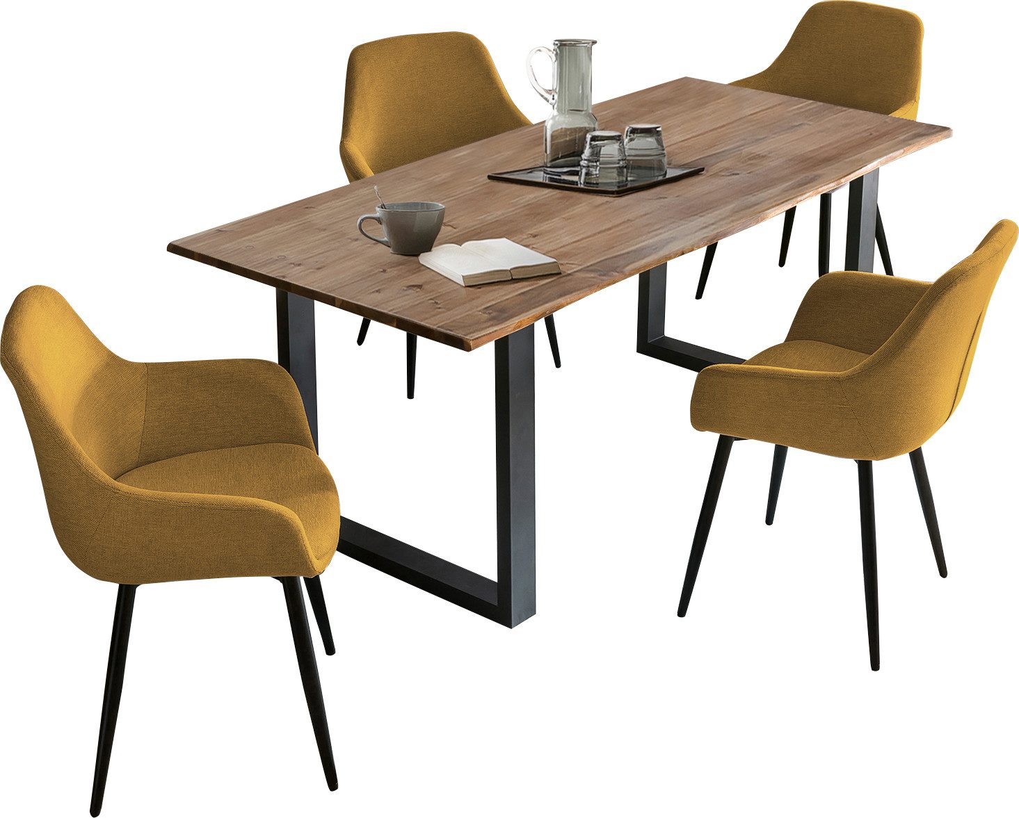 SalesFever Eethoek Tafelblad behandeld met OSMO hardwasolie in zijdeglans afwerking (set, 5-delig)
