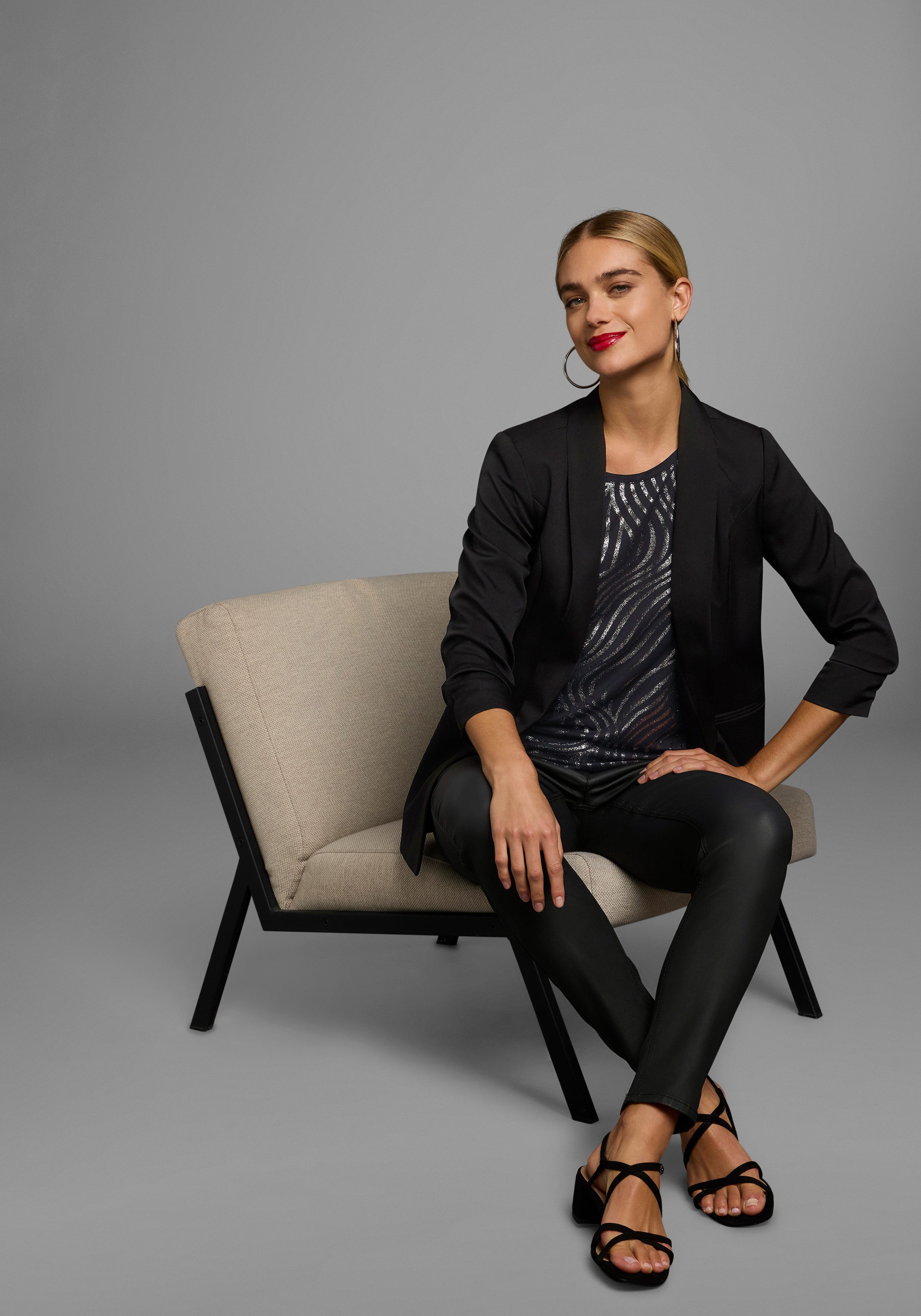 Laura Scott Shirt met ronde hals Korte mouwen, figuurvolgend, van elastische single jersey