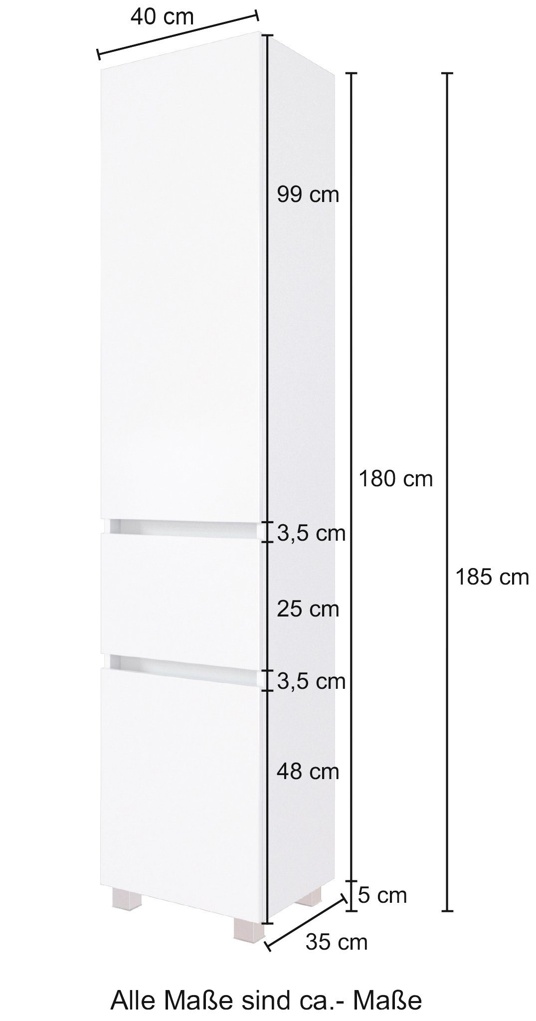 welltime Smalle kast Baabe 40 cm breed, soft-closefunctie, veel bergruimte