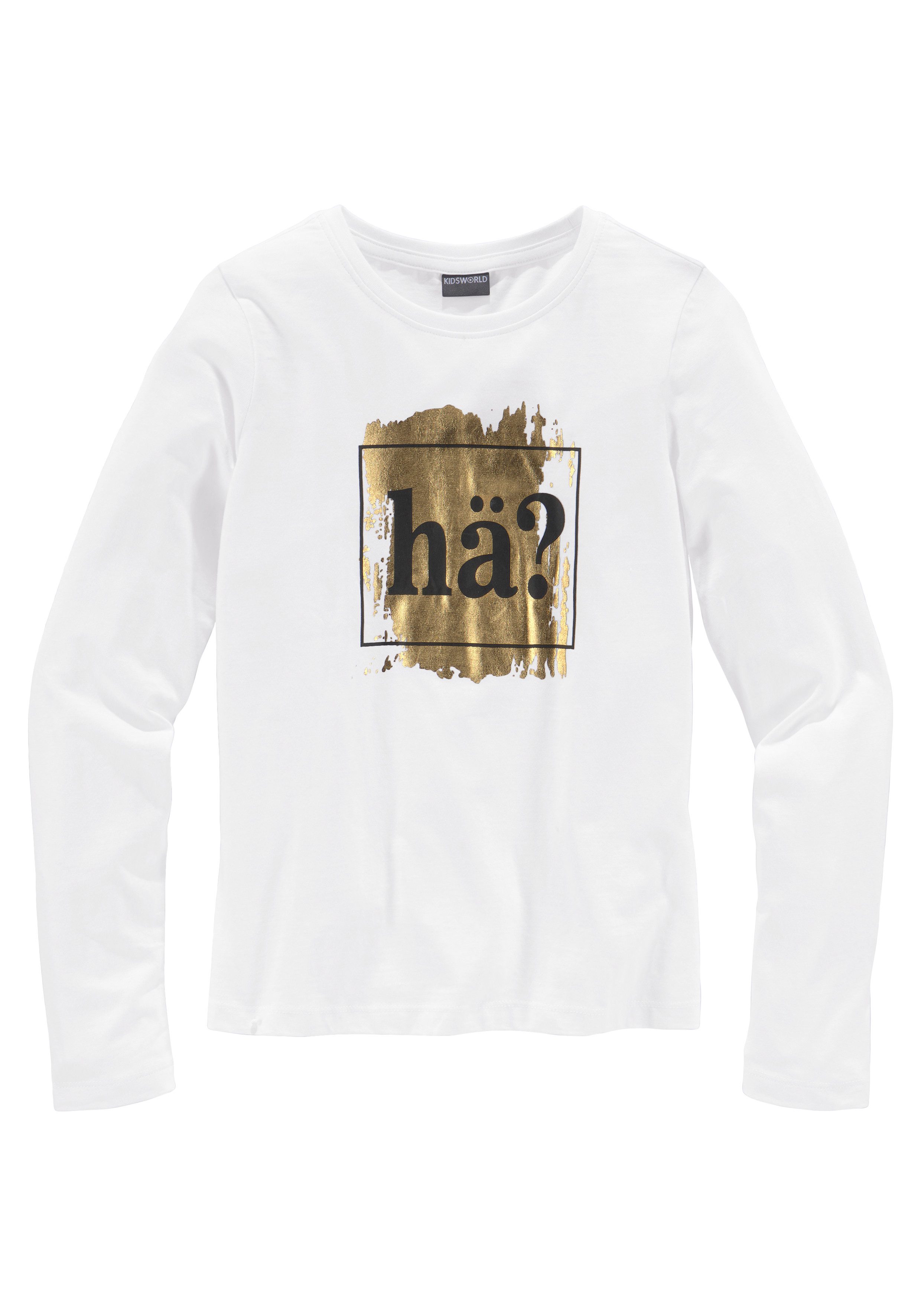 KIDSWORLD Shirt met lange mouwen Spreukshirt Langarm, getailleerde snit, met stijlvolle druk