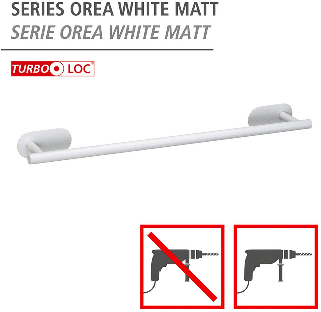 WENKO Handdoekstang Turbo-Loc® model Uno Orea van roestvrij staal, bevestiging zonder boren, 60 cm
