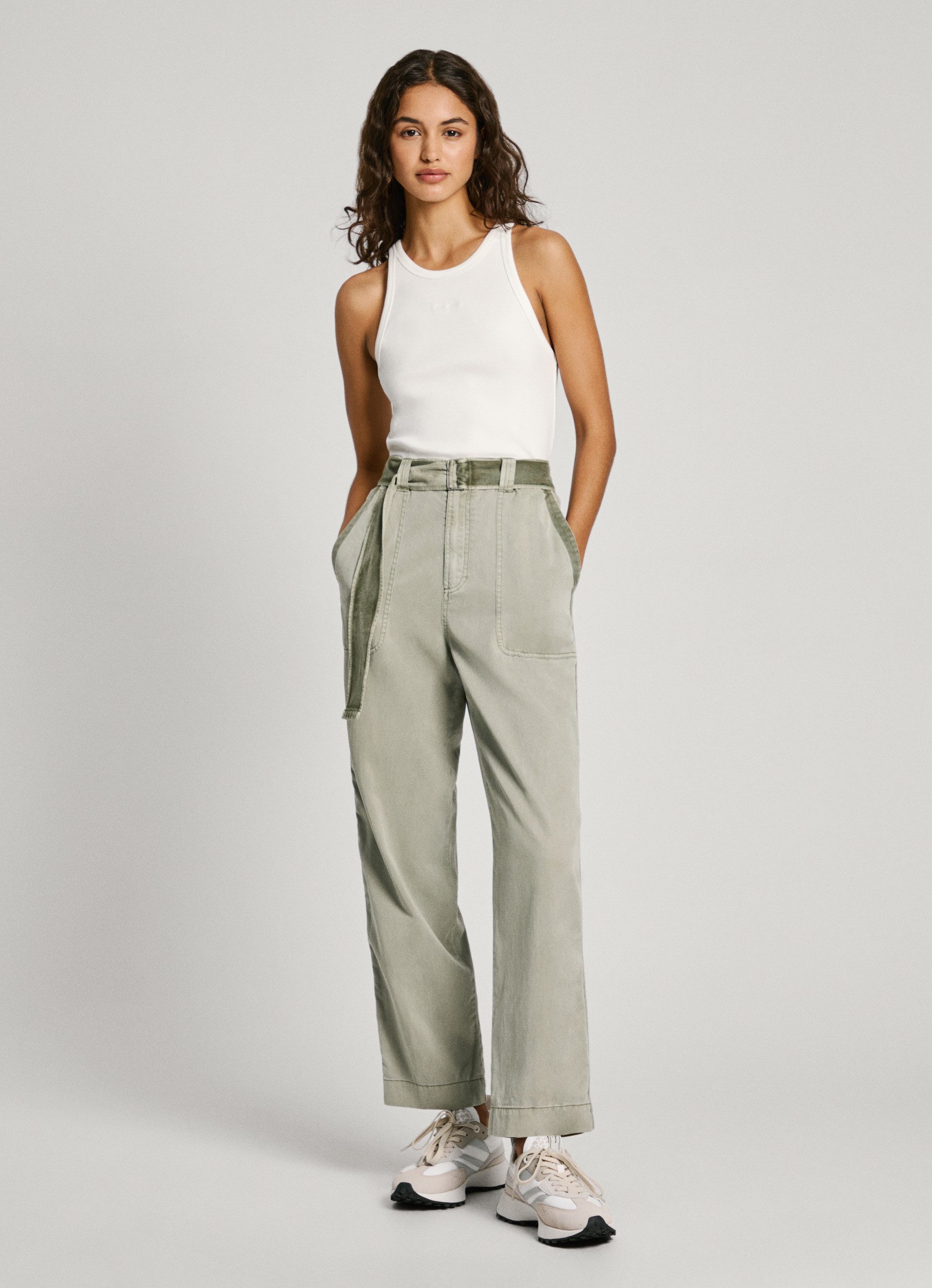 Pepe Jeans Cargobroek Aylin met streepbeleg