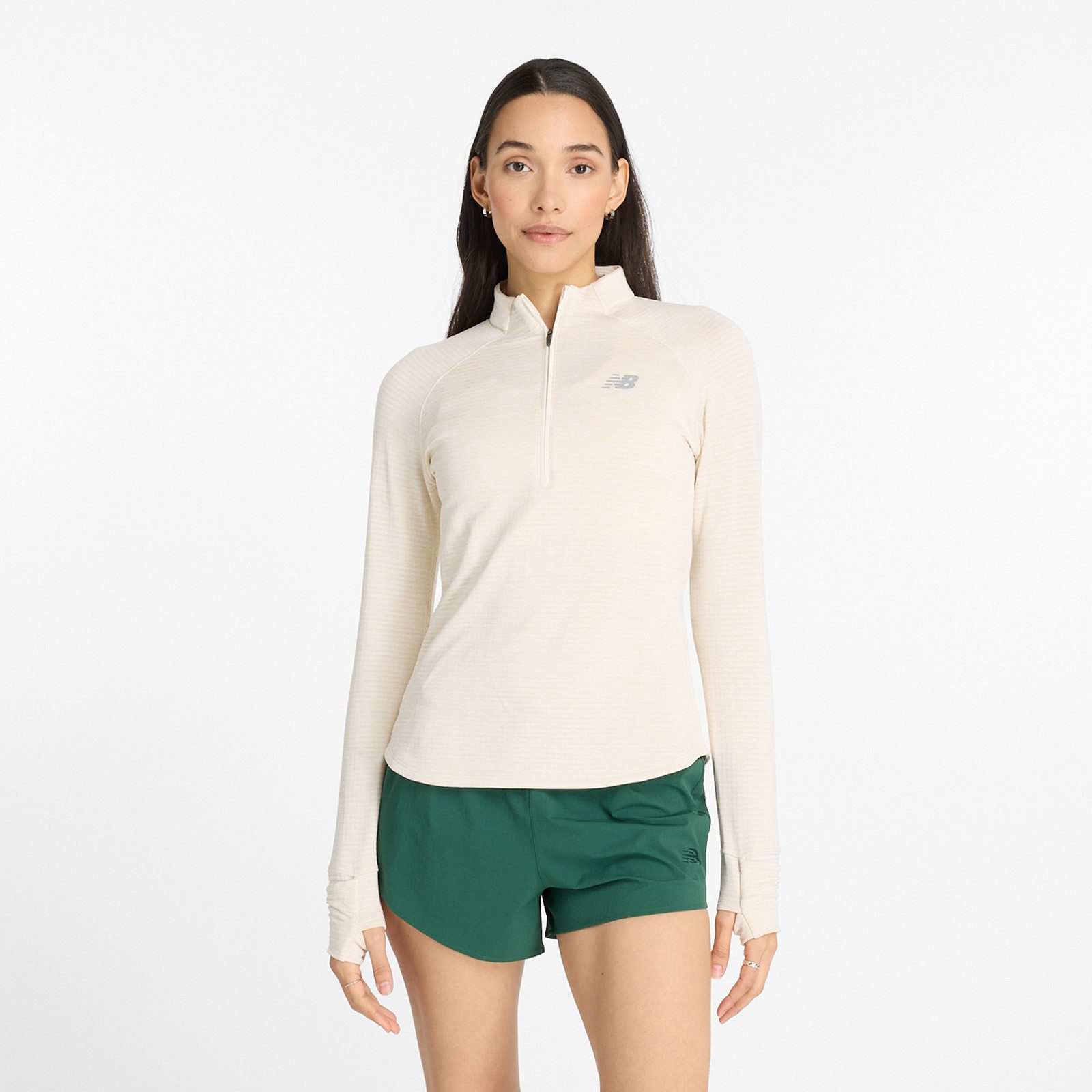 New Balance Functioneel shirt Athletics Heat Grid Half Zip dames sportshirts maat XL beige