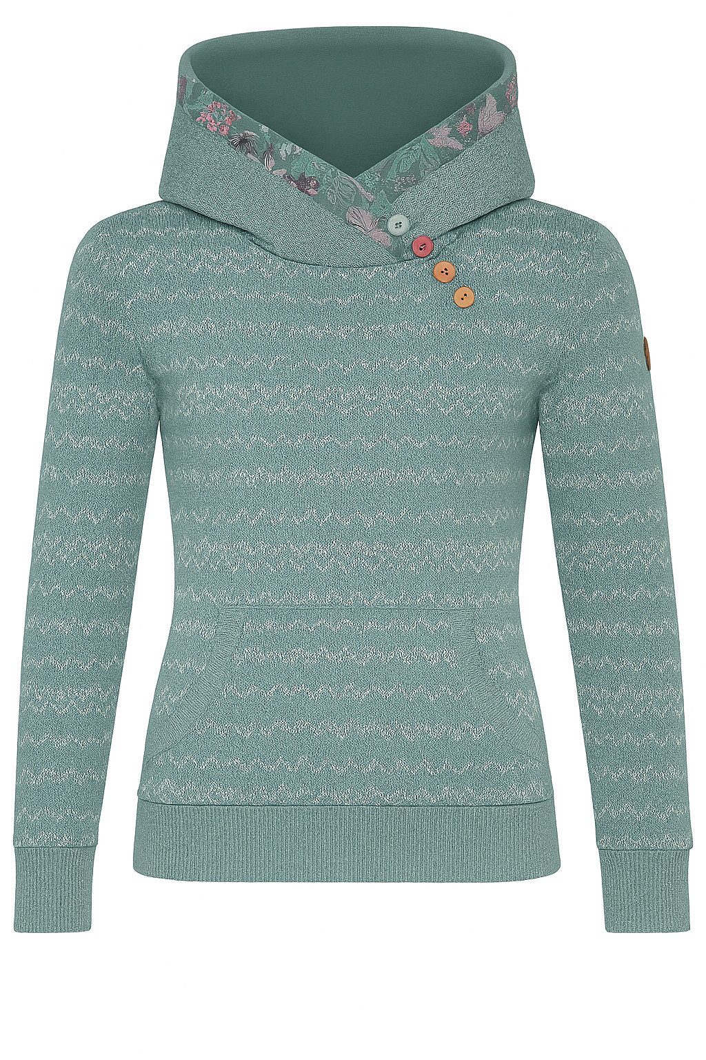 Ragwear Sweatshirt ANGELLIKA FLOWERS O met asymmetrische sjaalkraag