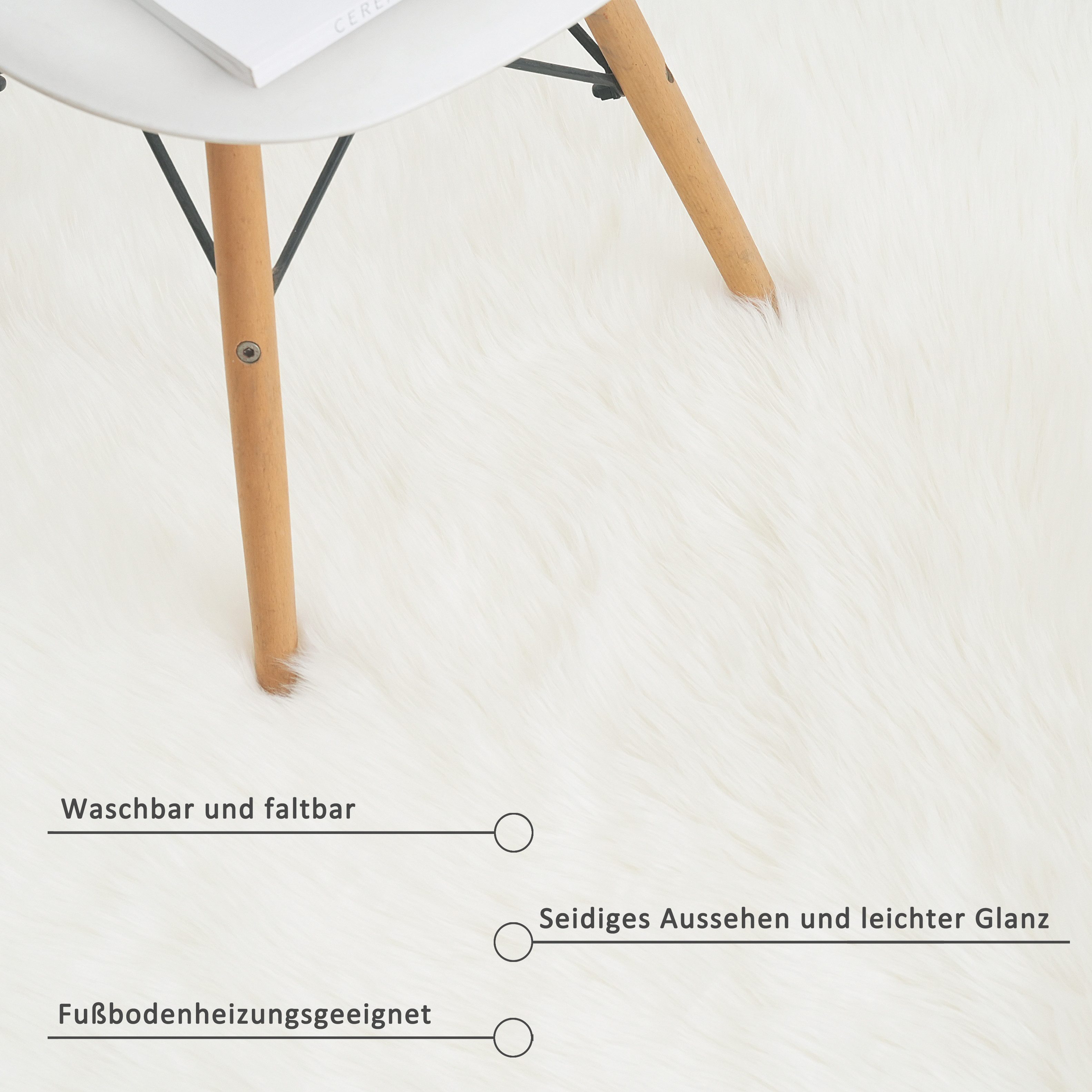 my home Vachtvloerkleed Dena, hoogpolige vloerkleden, behaaglijk zacht Imitatiebont, unikleur, woonkamer, slaapkamer, eetkamer