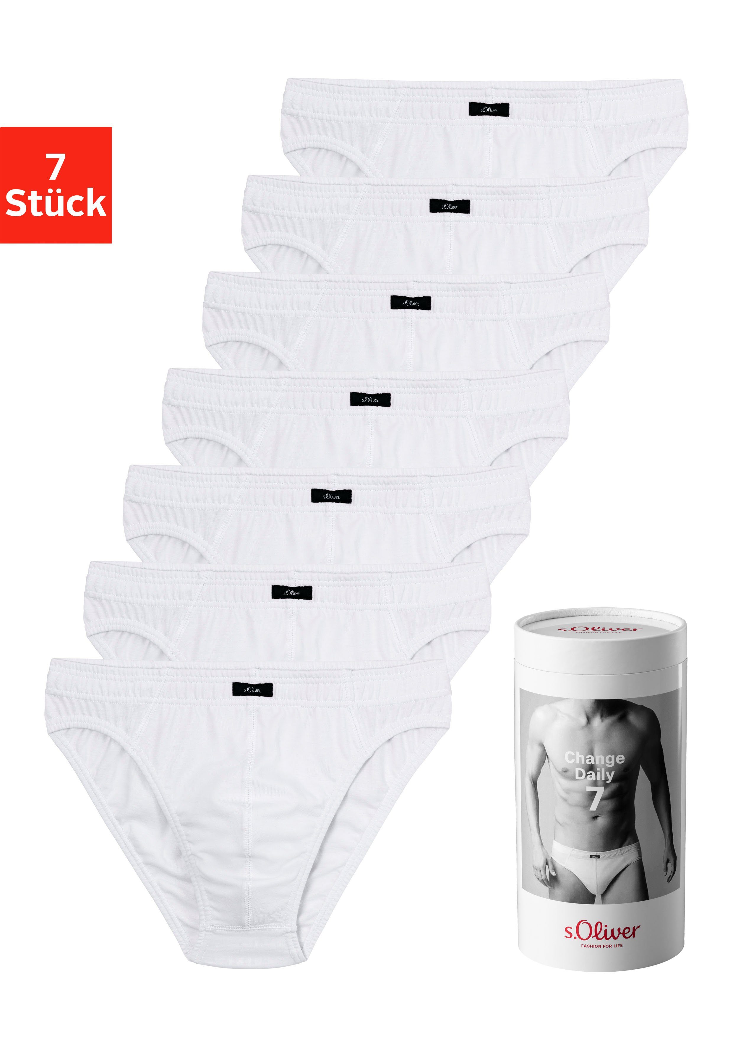 s.Oliver RED LABEL Beachwear Slip Heren onderbroek Weekvoorraad in een blik (blik, 7 stuks, 7 stuks in set) heren boxershorts maat XXL wit