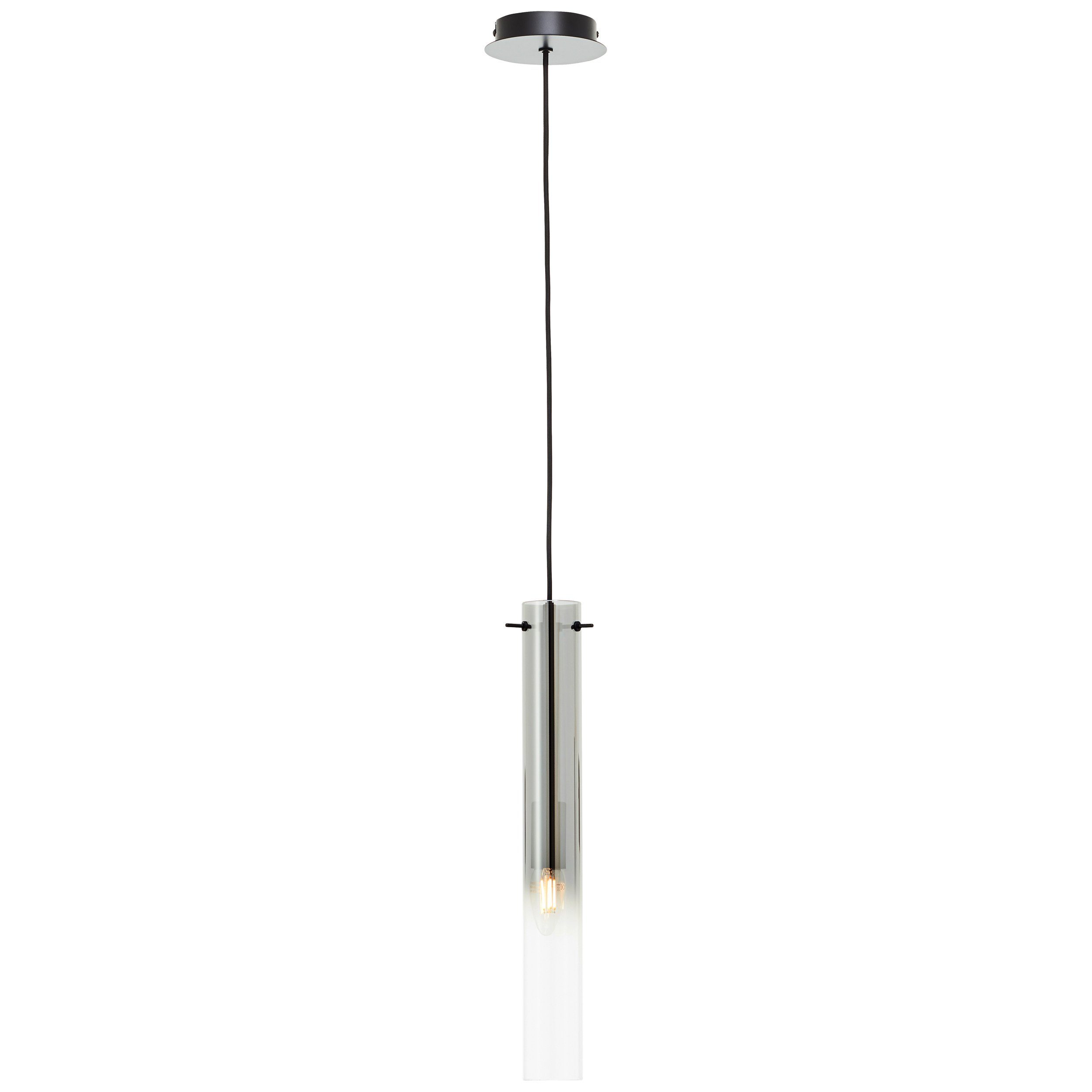 Brilliant Leuchten Hanglamp Glasini 199 x 15 cm, e14, inkortbaar, metaal/rookglas, mat zwart