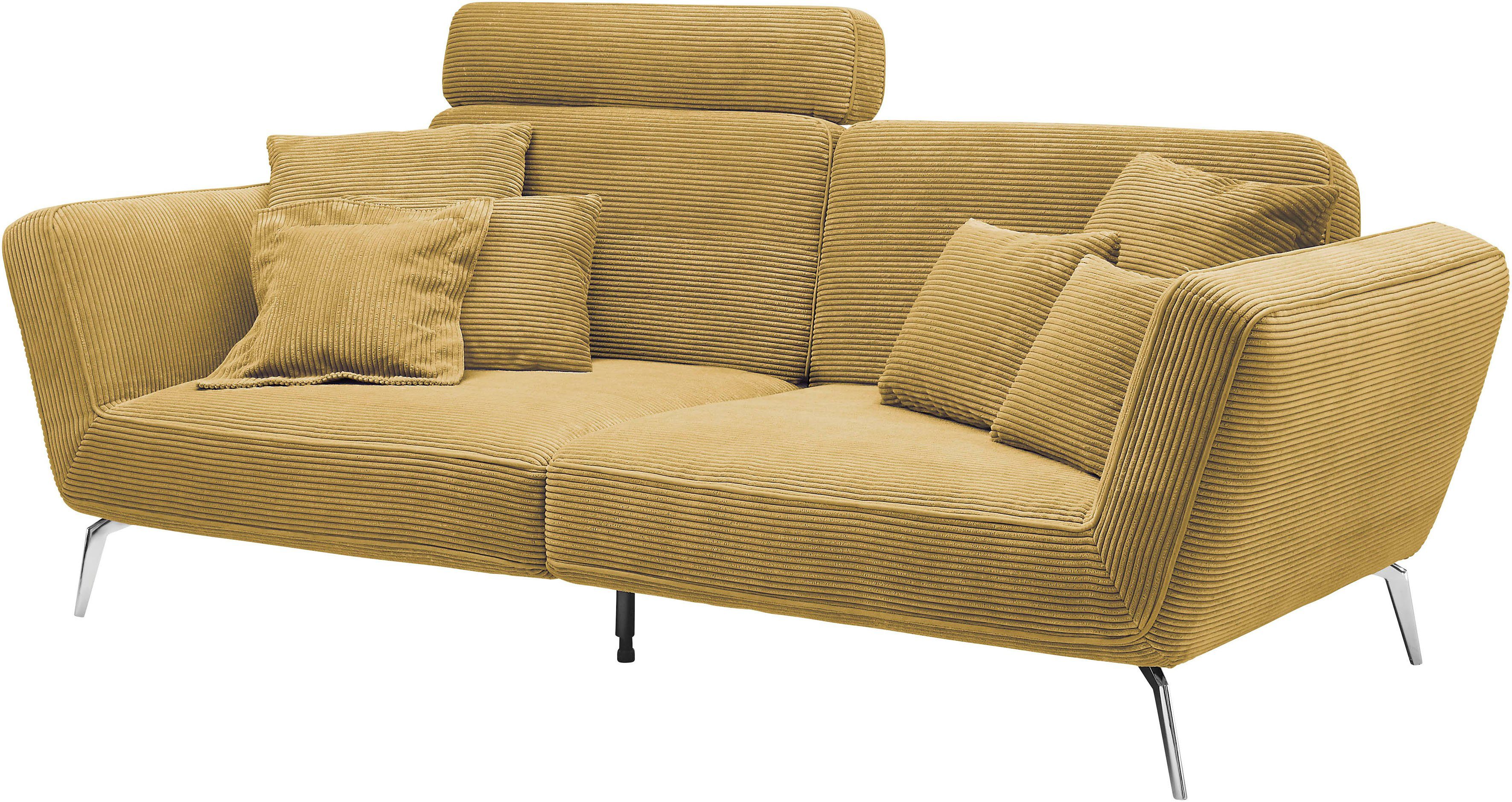 set one by Musterring Megabank SO 4500 Voeten chroomkleurig, optioneel met hoofdsteun, breedte 260cm, in cord
