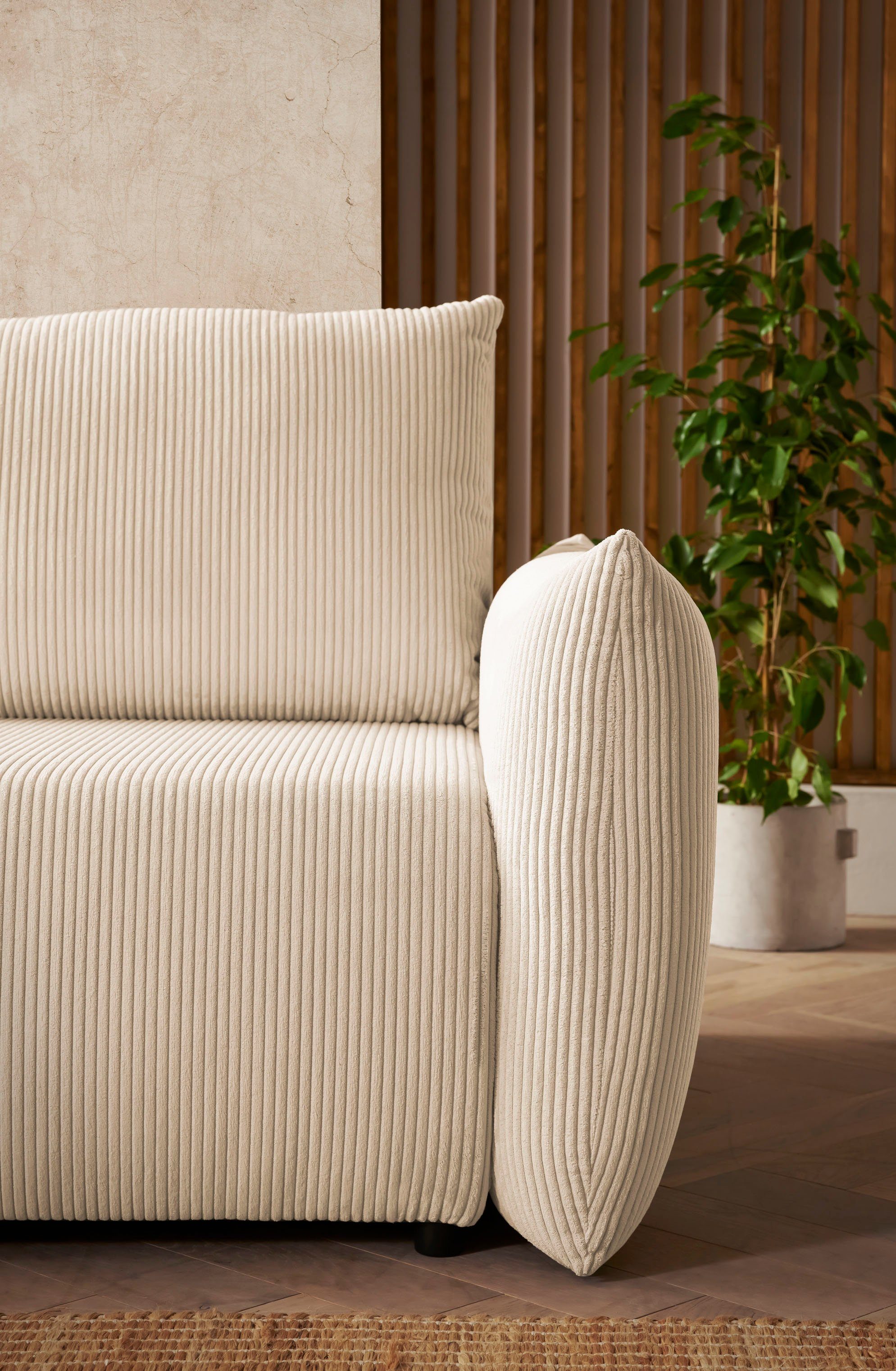 INOSIGN Hoekbank MAVAS bedbank met bedkist, L-model, ca. 257/127 cm (ligoppervlak 212/145 cm), ribfluweel, chenille, structuur