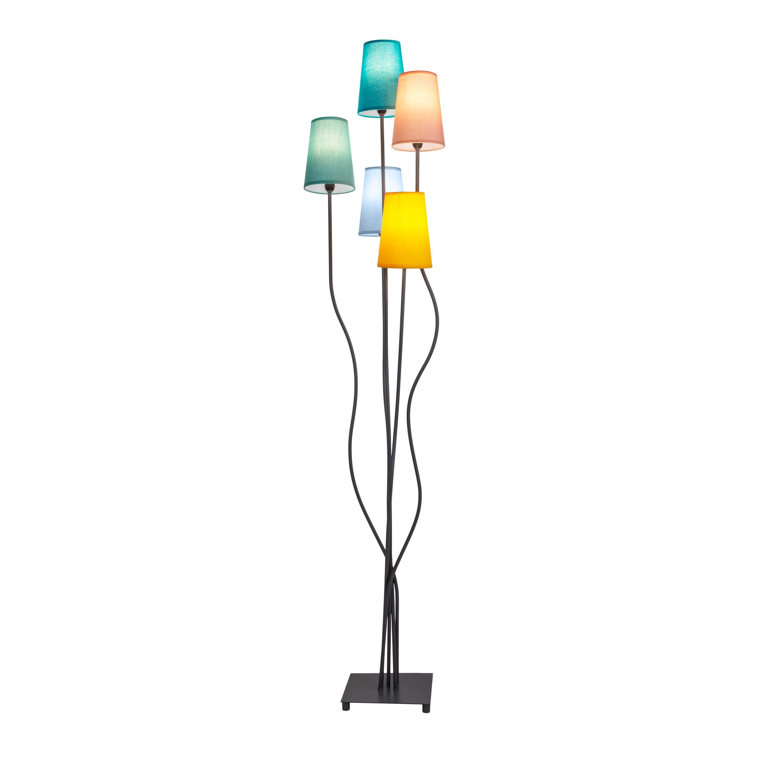 näve Staande lamp COLORA 5-vlg., e14, textiel kappen elk 1x geel, roze, blauw, turquoise, olijf (1 stuk)