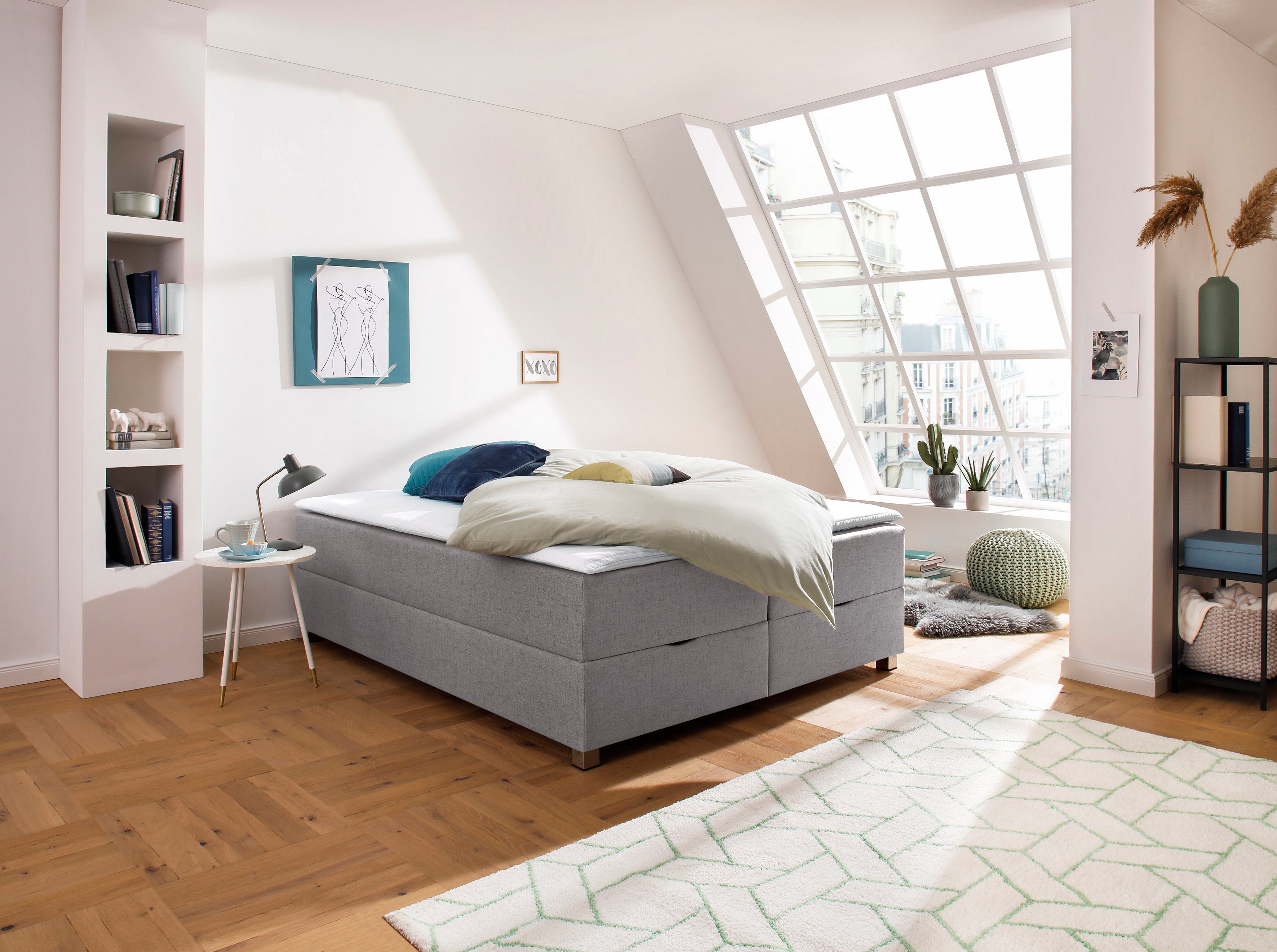 INOSIGN Boxspring Alexis zonder hoofdbord - ideaal voor ruimtes met schuine plafonds, in 4 breedten