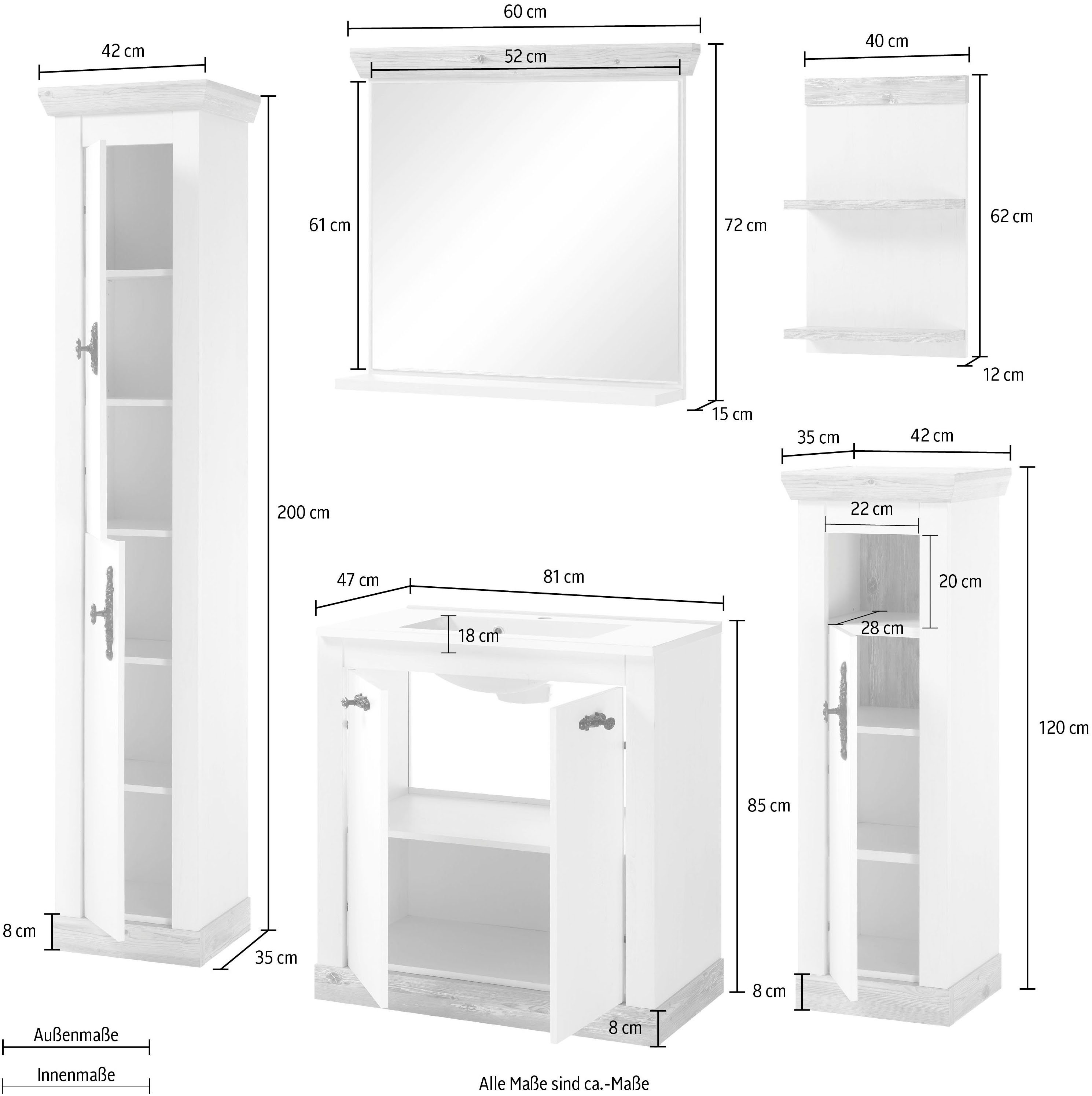 Home affaire Badkamerserie Florenz, Bad im Landhausstil, 5-teiliges Badezimmer (5-delig)